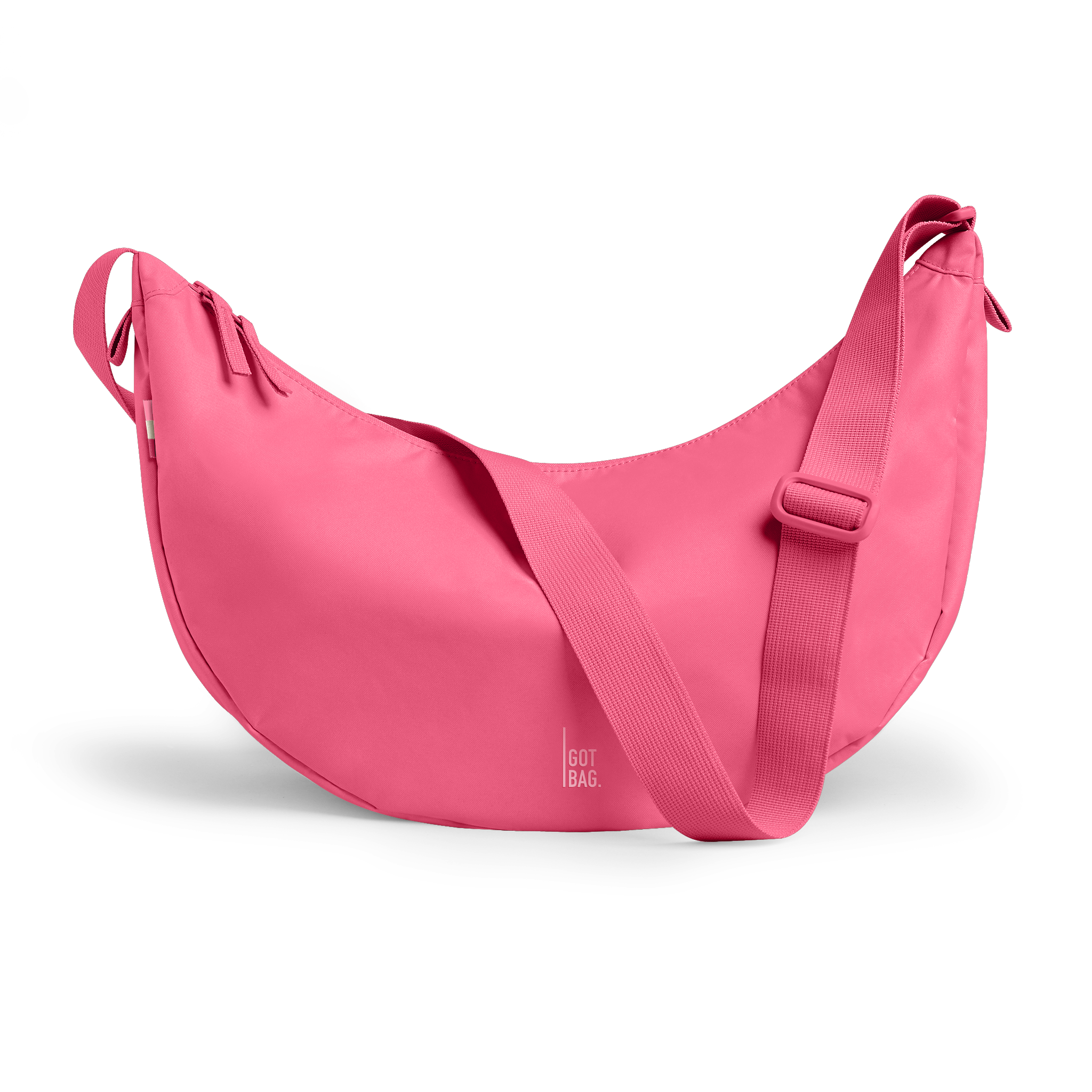 MOON BAG LARGE borsa in salina pink (rosa acceso) come scatto in studio con vista frontale.