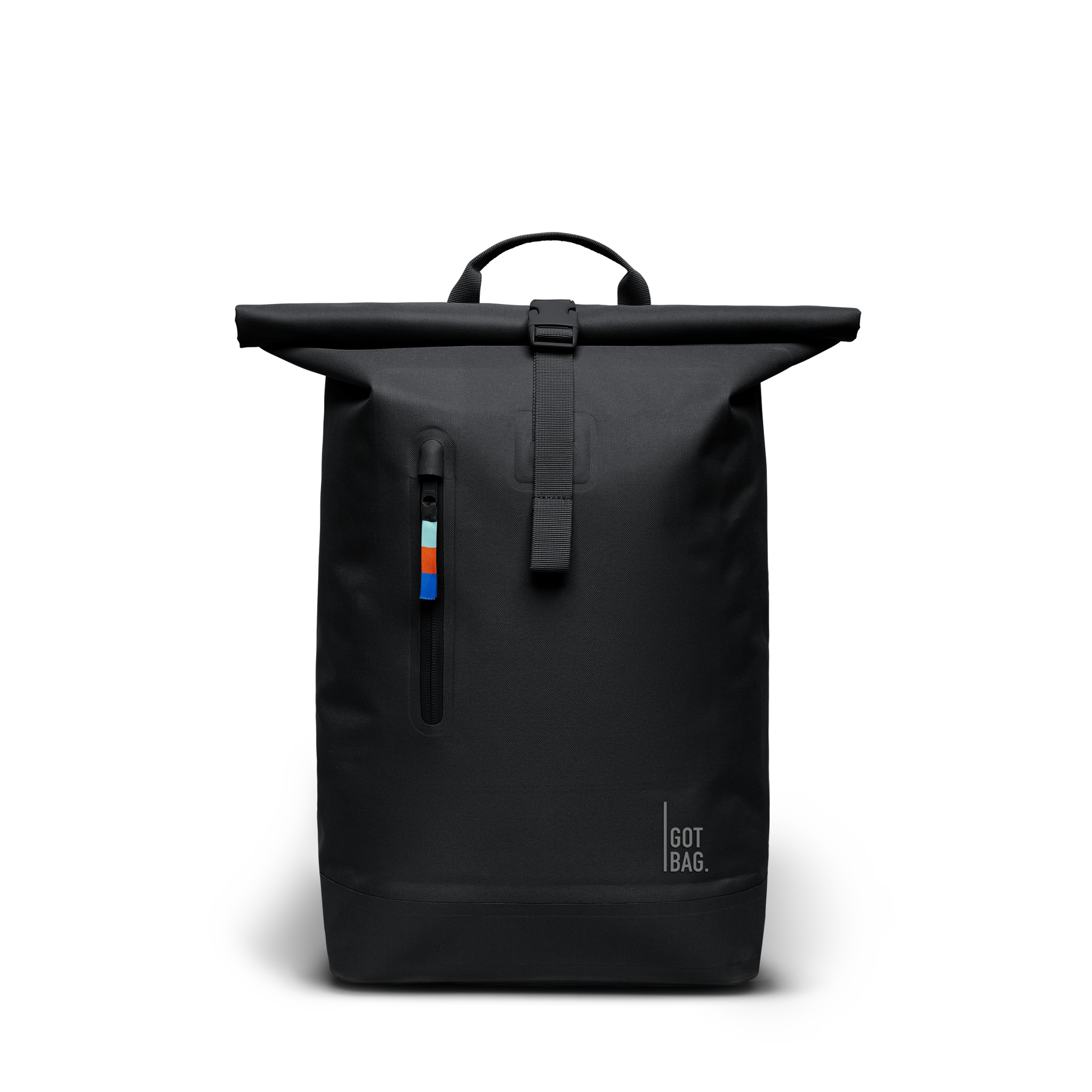 ROLLTOP LITE Rucksack in black (Schwarz) als Studioaufnahme in Frontansicht.