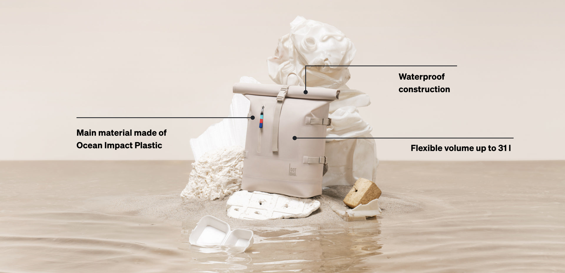 GOT BAG - World's first backpack made of recycled Ocean Impact Plastic