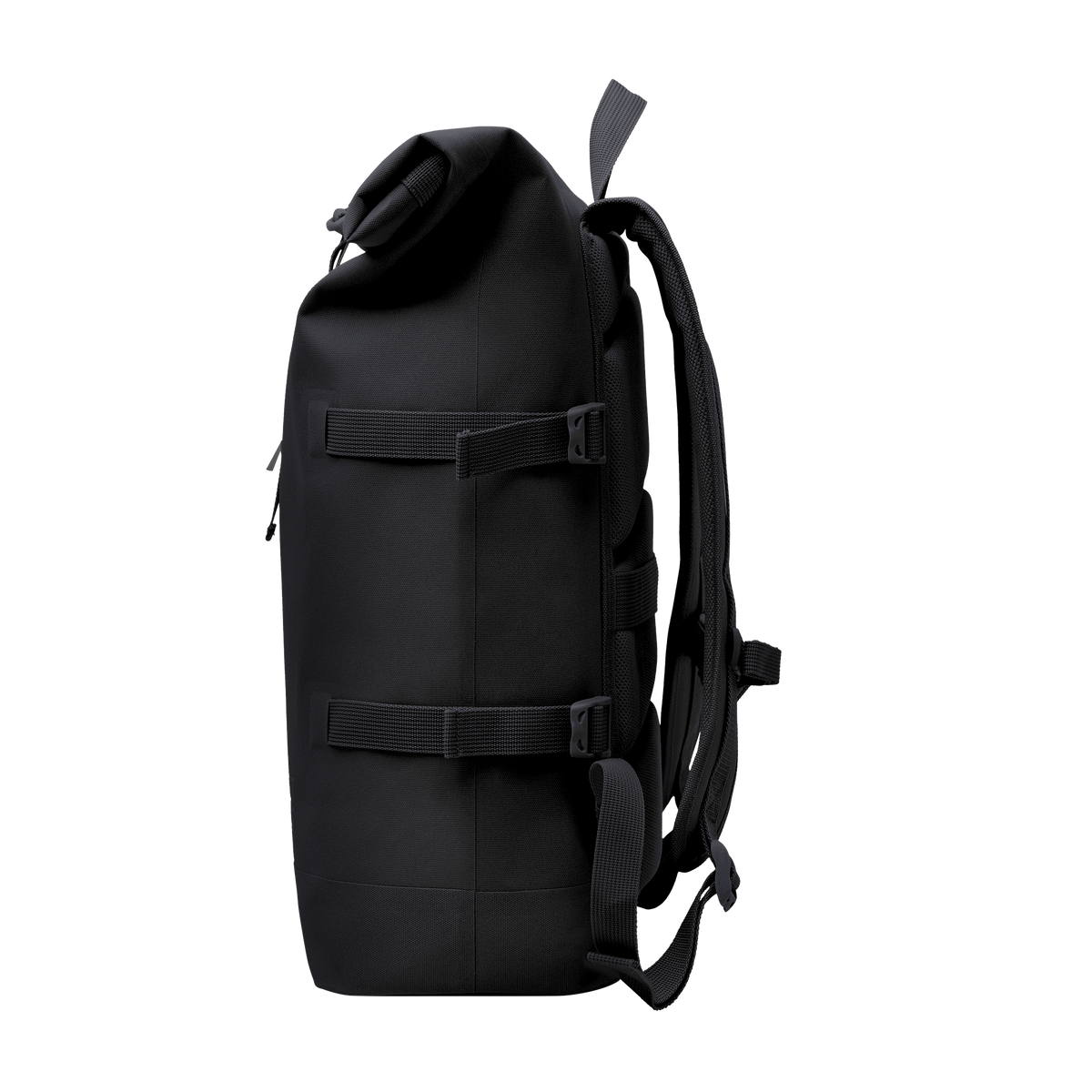 ROLLTOP Rucksack als Seitenansicht.