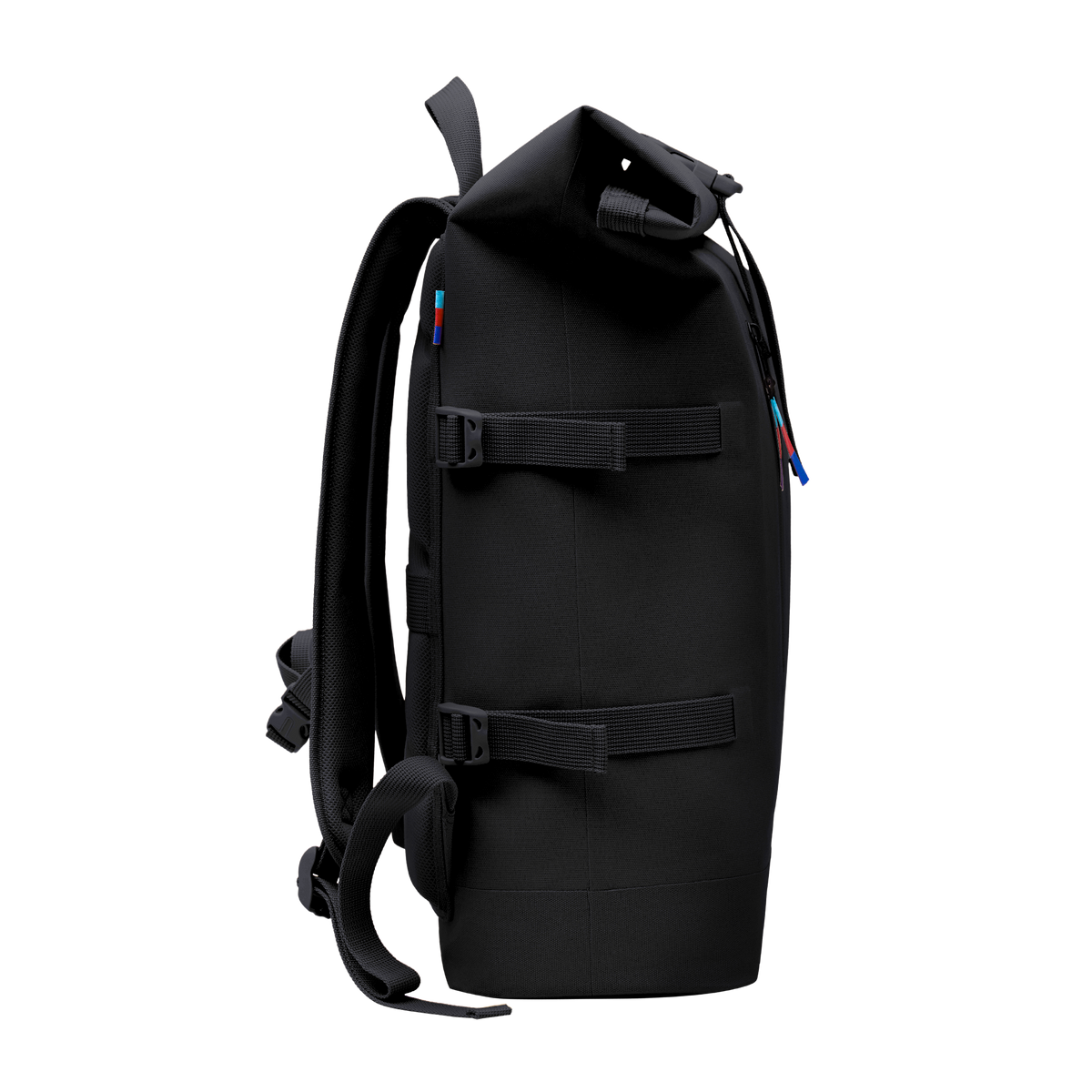 ROLLTOP Rucksack als Seitenansicht.