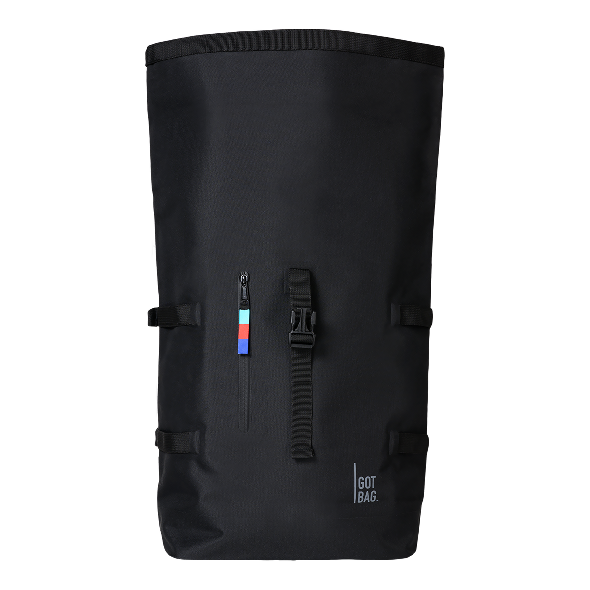 ROLLTOP Rucksack als Studioaufnahme in Frontansicht.