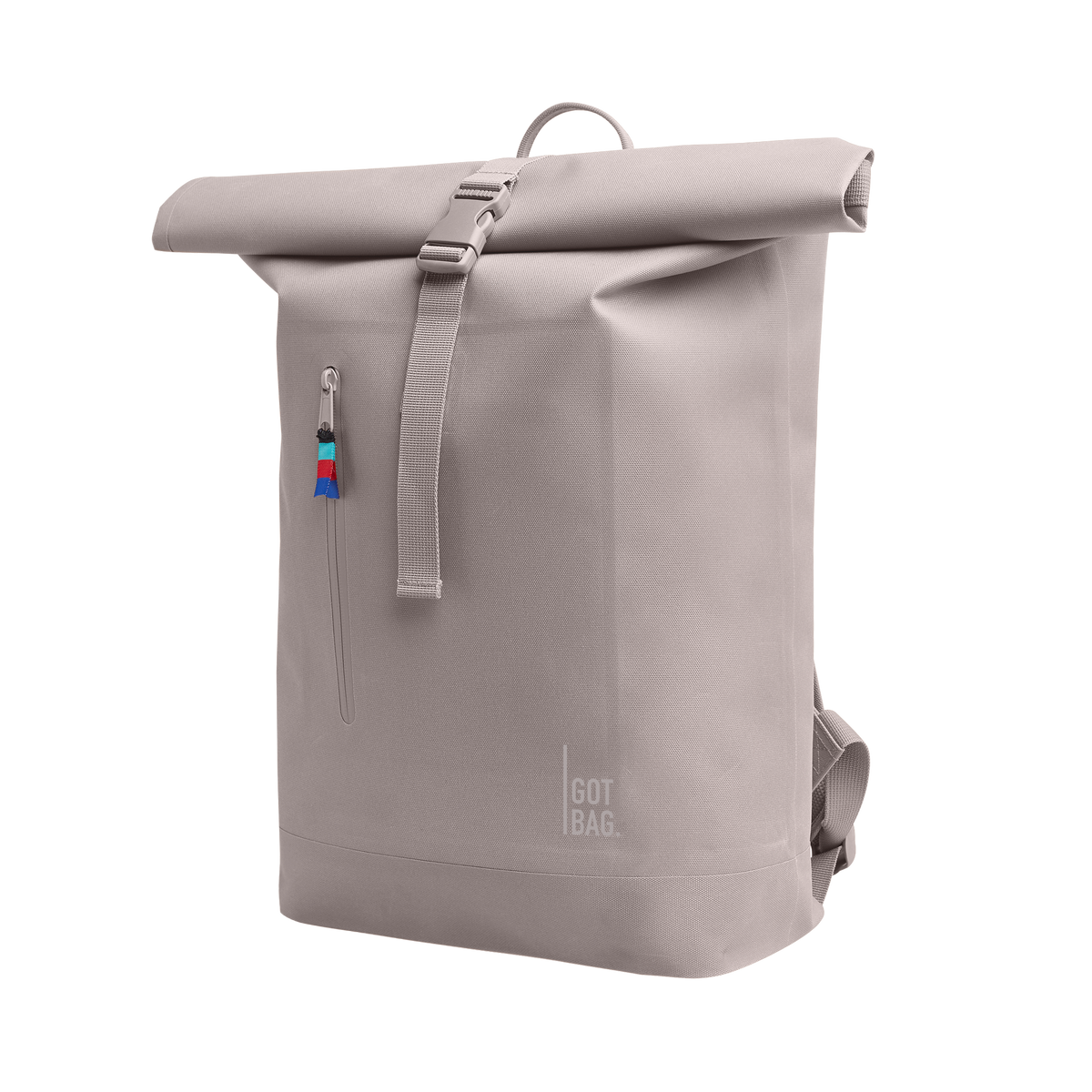 ROLLTOP LITE Rucksack in seahorse (graues Pastellrosa) als Schrägansicht.