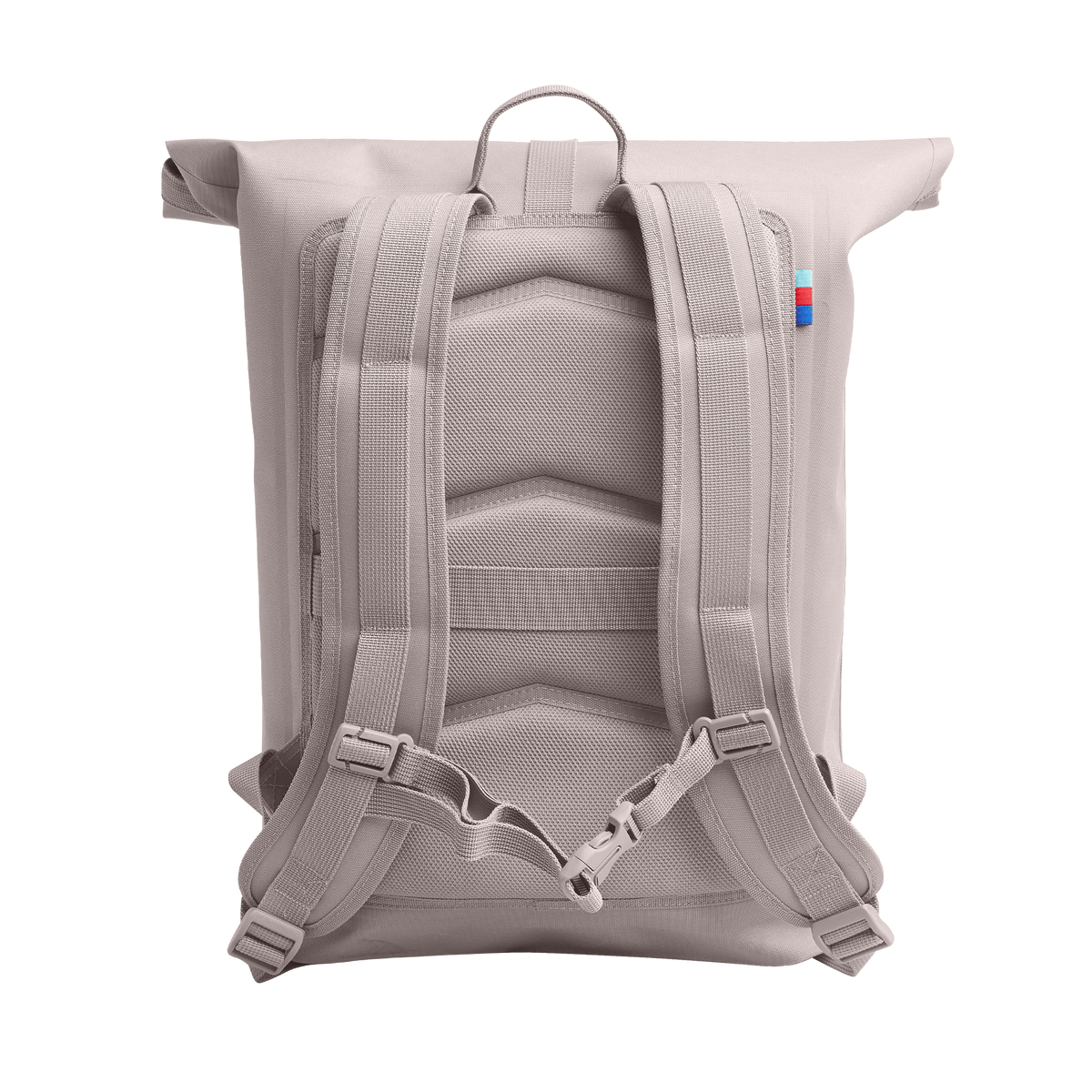 ROLLTOP LITE Rucksack in seahorse (graues Pastellrosa) als Studioaufnahme in Rückansicht.