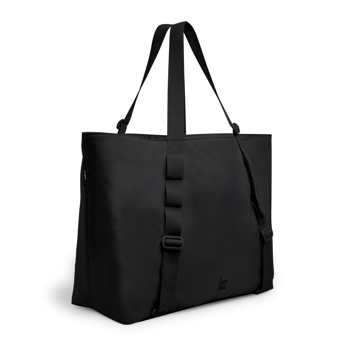 TOTE BAG LARGE Monochrome Edition Tasche in black (Schwarz) in Diagonalansicht.