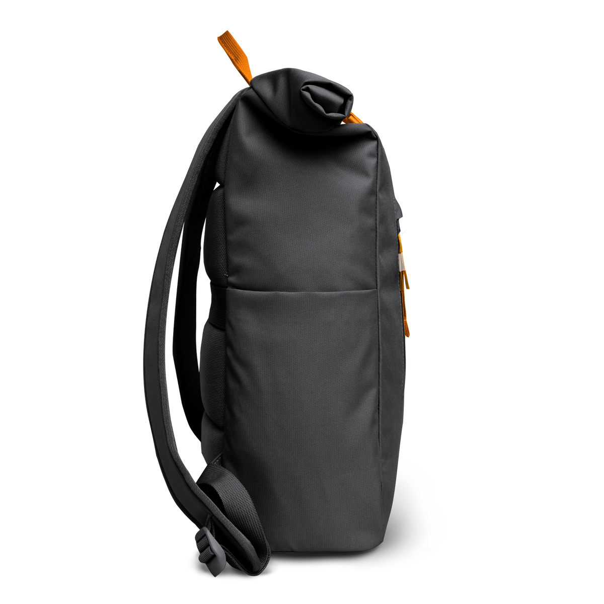 ROLLTOP EASY SeaLegacy Monochrome Edition Rucksack in shark (Dunkelgrau) in Seitenansicht.