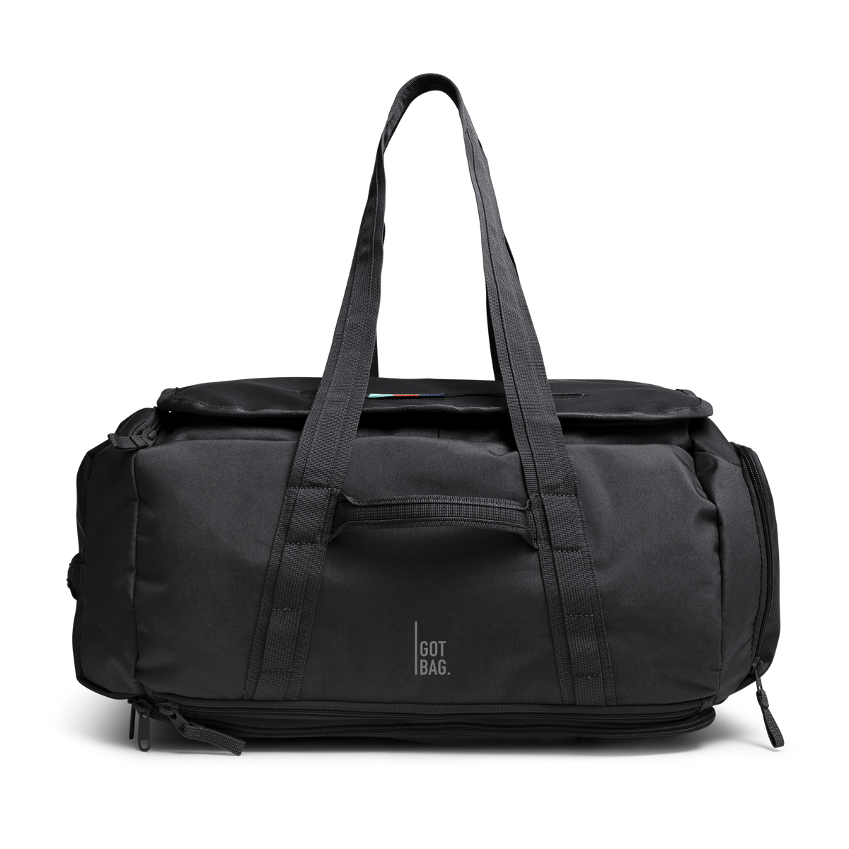 DUFFLE PACK sac en black (noir) comme prise de studio en vue de face.
