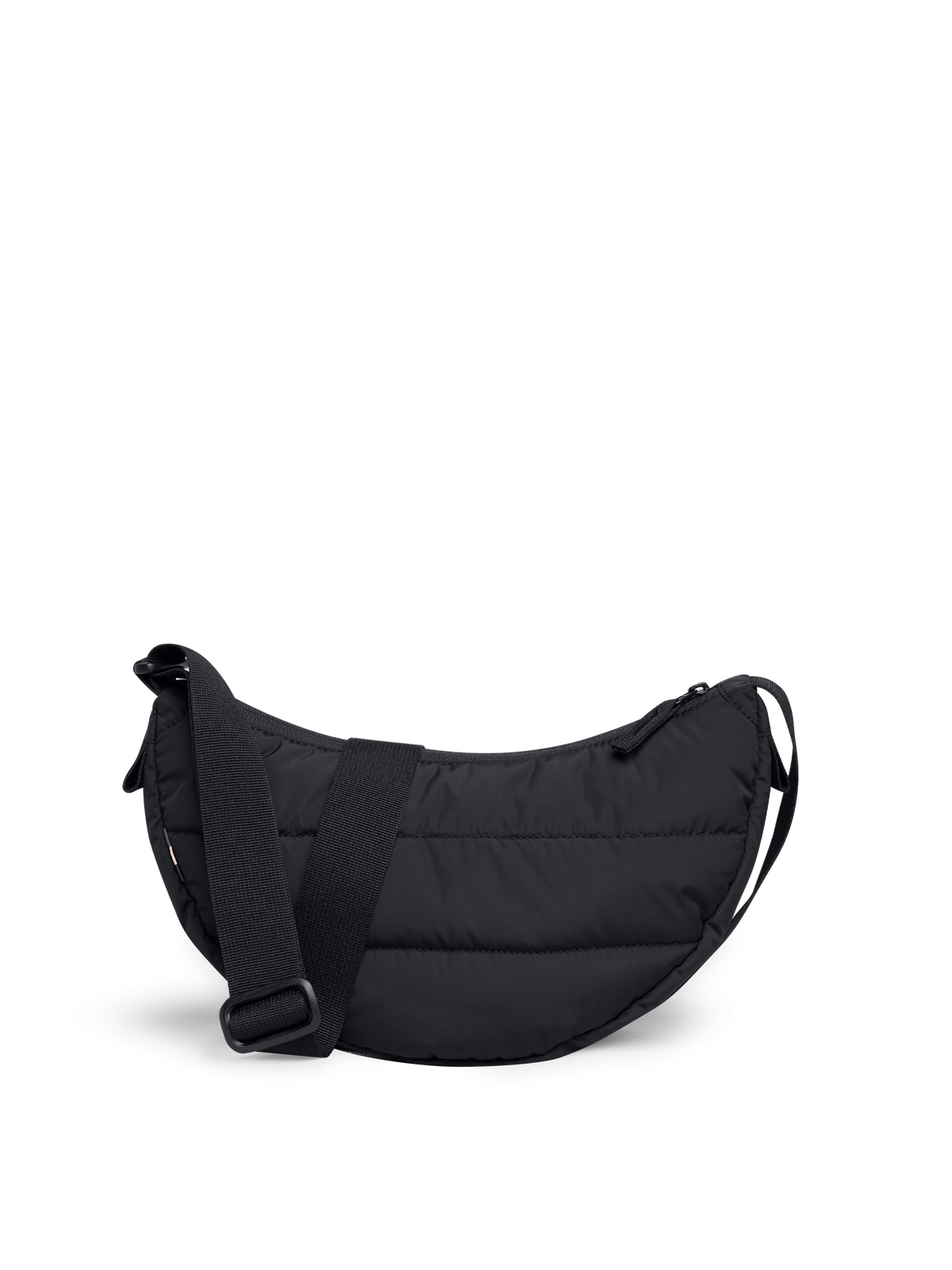 PUFFER MOON BAG SMALL Tasche in black (Schwarz) in Rückansicht.