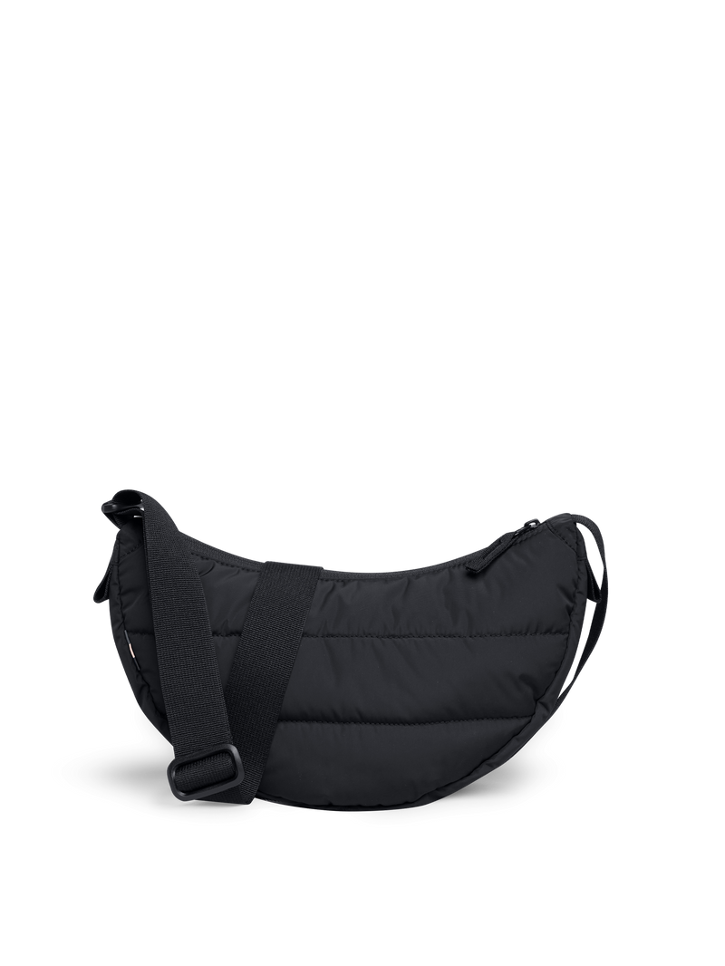 PUFFER MOON BAG SMALL Tasche in black (Schwarz) in Rückansicht.