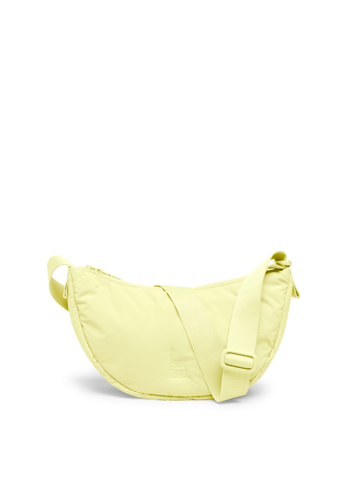 CLOUD MOON BAG SMALL Tasche in sea lemon (zartes Pastellgelb) als Studioaufnahme in Frontansicht.