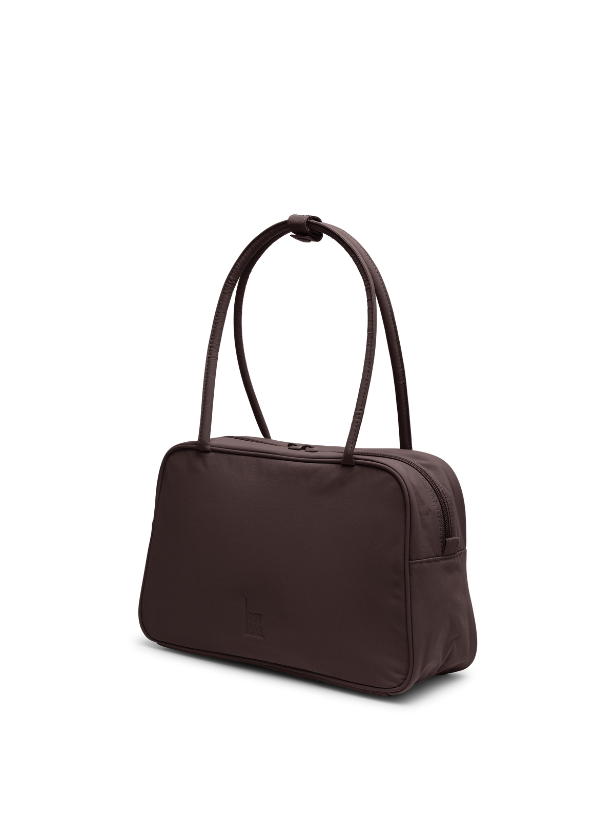 STRIKE BAG Tasche in sea lion (dunkles Schokobraun) in schräger Studioaufnahme.