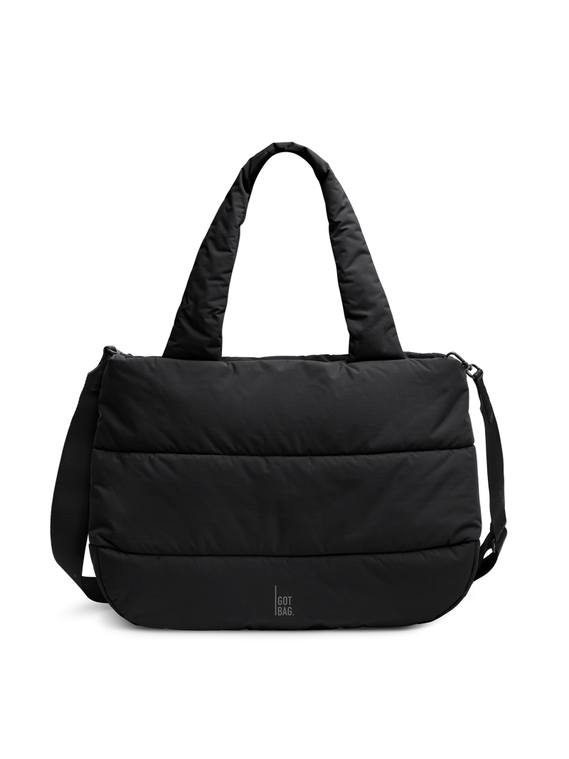PUFFER HORIZON TOTE BAG tas in black (Zwart) als studio-opname in vooraanzicht.