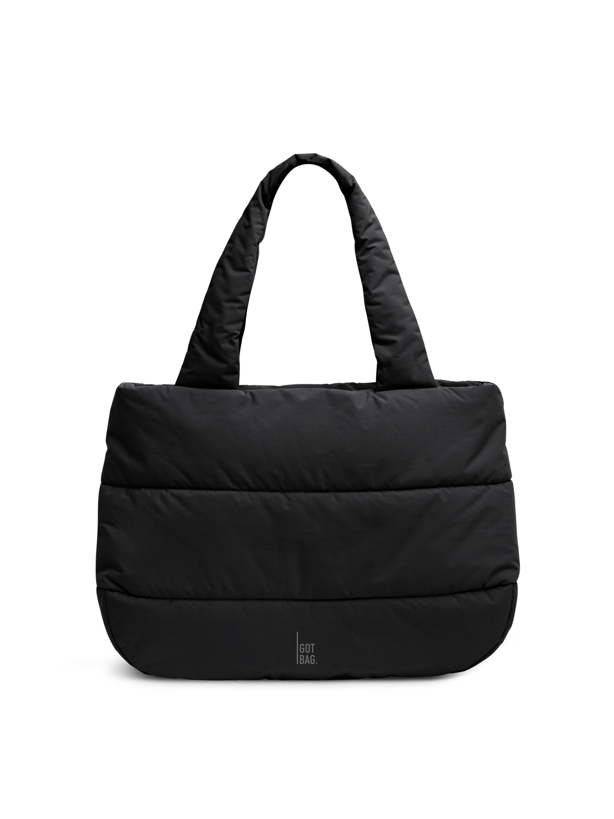 PUFFER HORIZON TOTE BAG Tasche in black (Schwarz) als Studioaufnahme in Frontansicht.