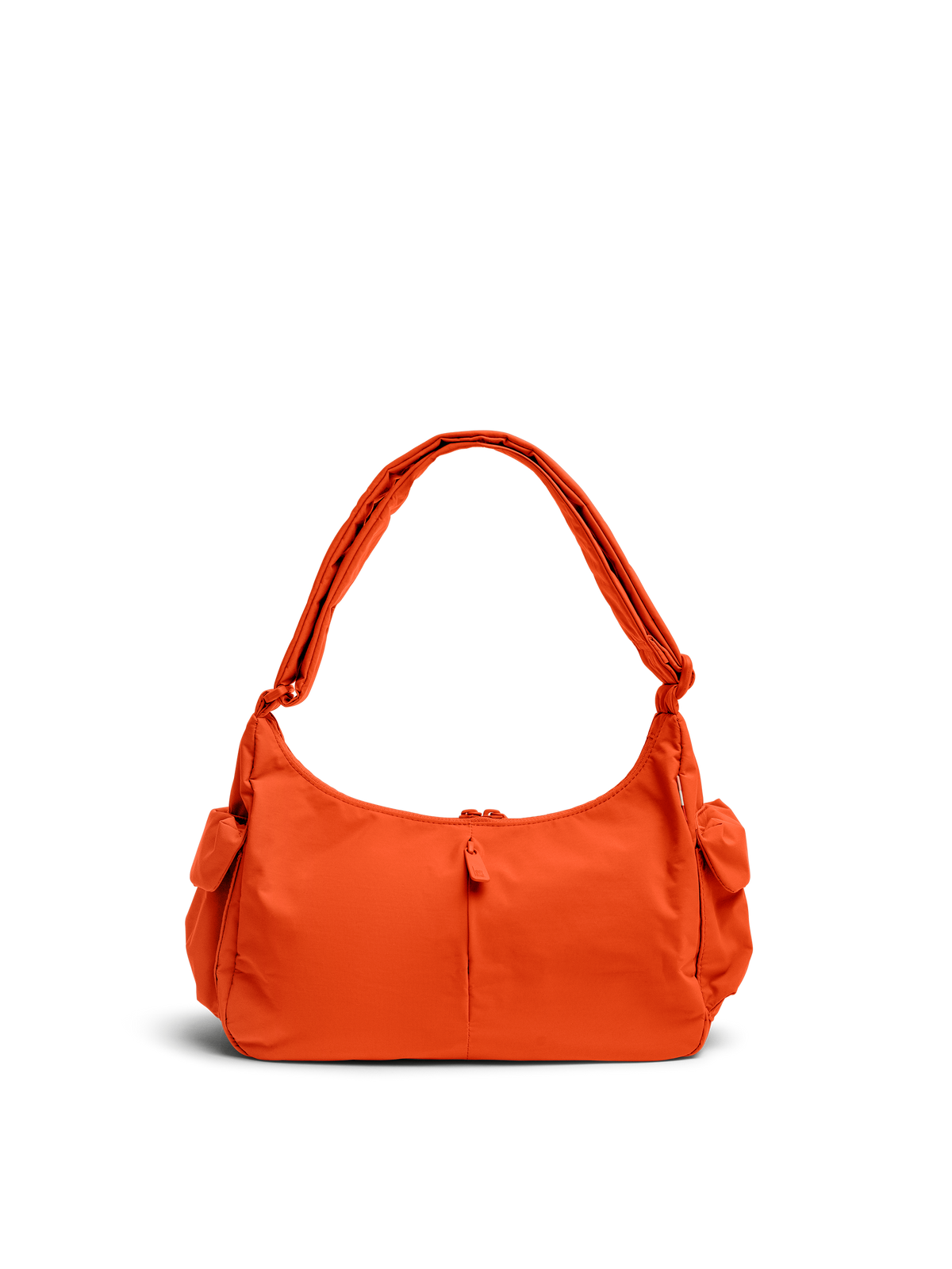 POCKET BAG SMALL Tasche in hot coral (knalliges Orange) in Frontansicht.