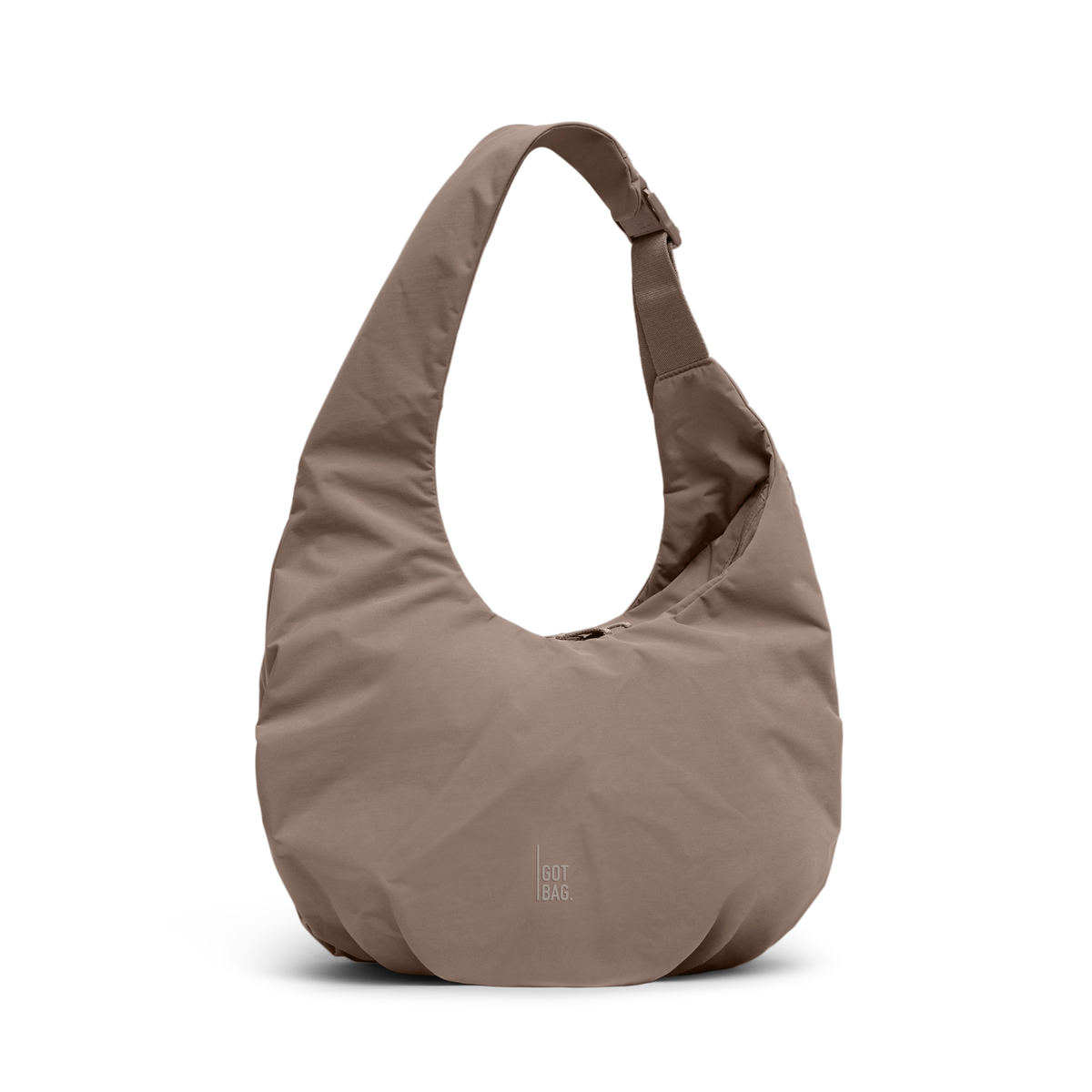 FULLMOONBAG bag in oyster (classic taupe-brown) as a studio shot in front view.