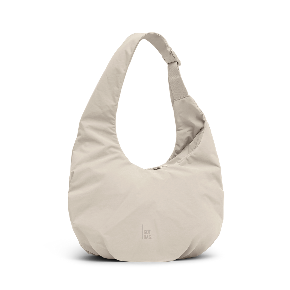 FULLMOONBAG bag in softshell (warm creamy white) as a studio shot in front view.