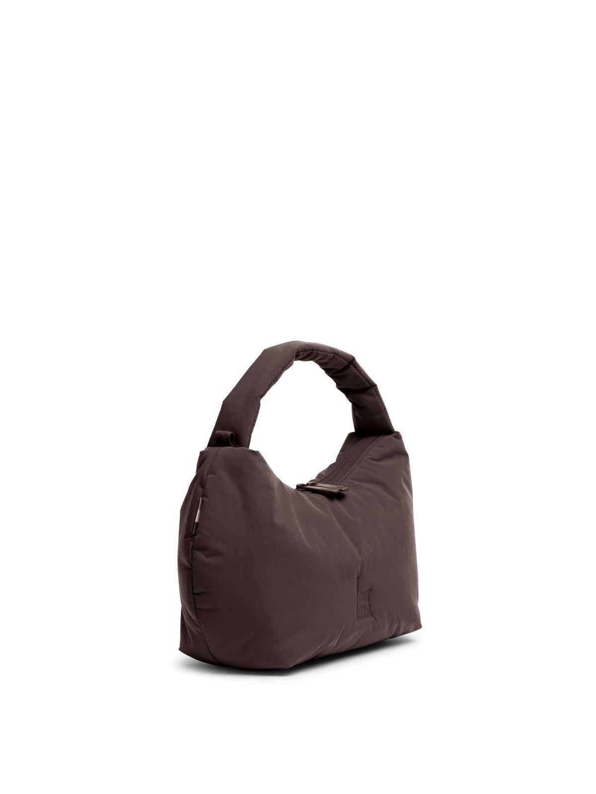 CLOUD BEAD BAG Tasche in sea lion (dunkles Schokobraun) als Studioaufnahme in seitlicher Ansicht.