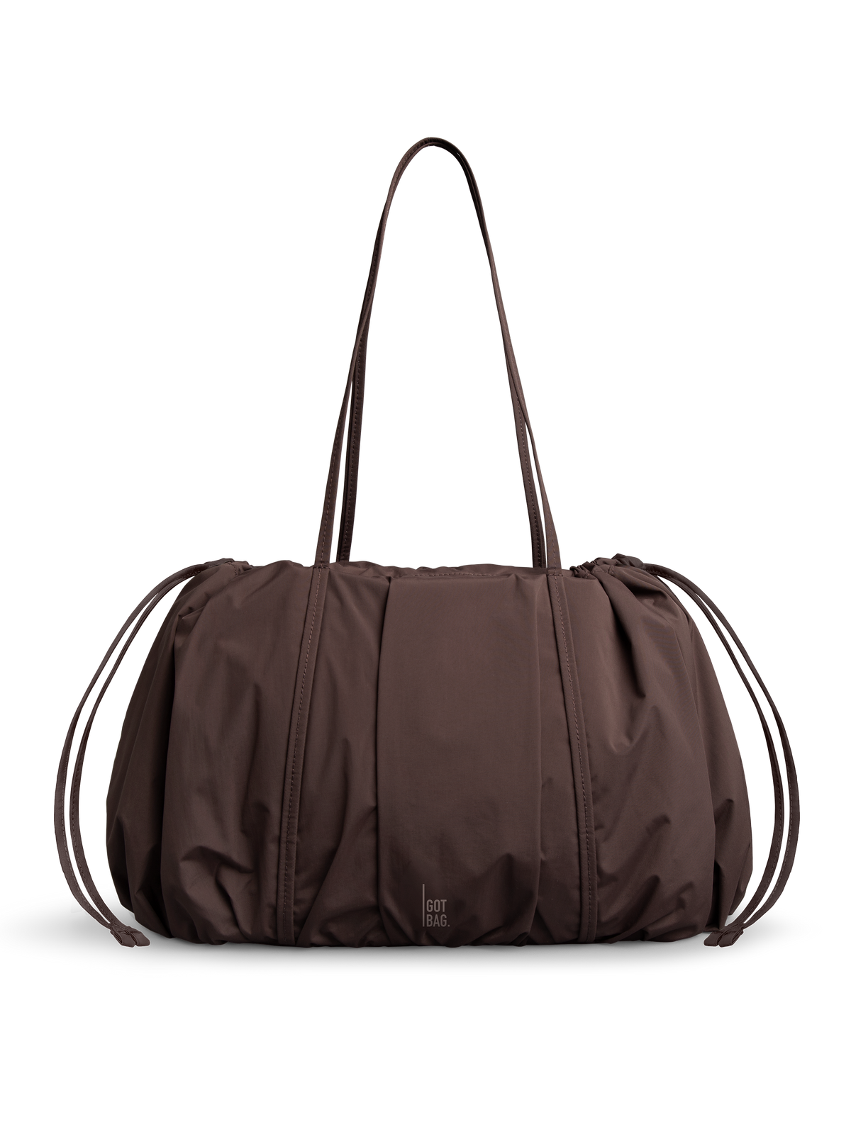 SHELLY TOTE BAG bolso en sea lion (marrón chocolate oscuro) como una toma de estudio en vista frontal.