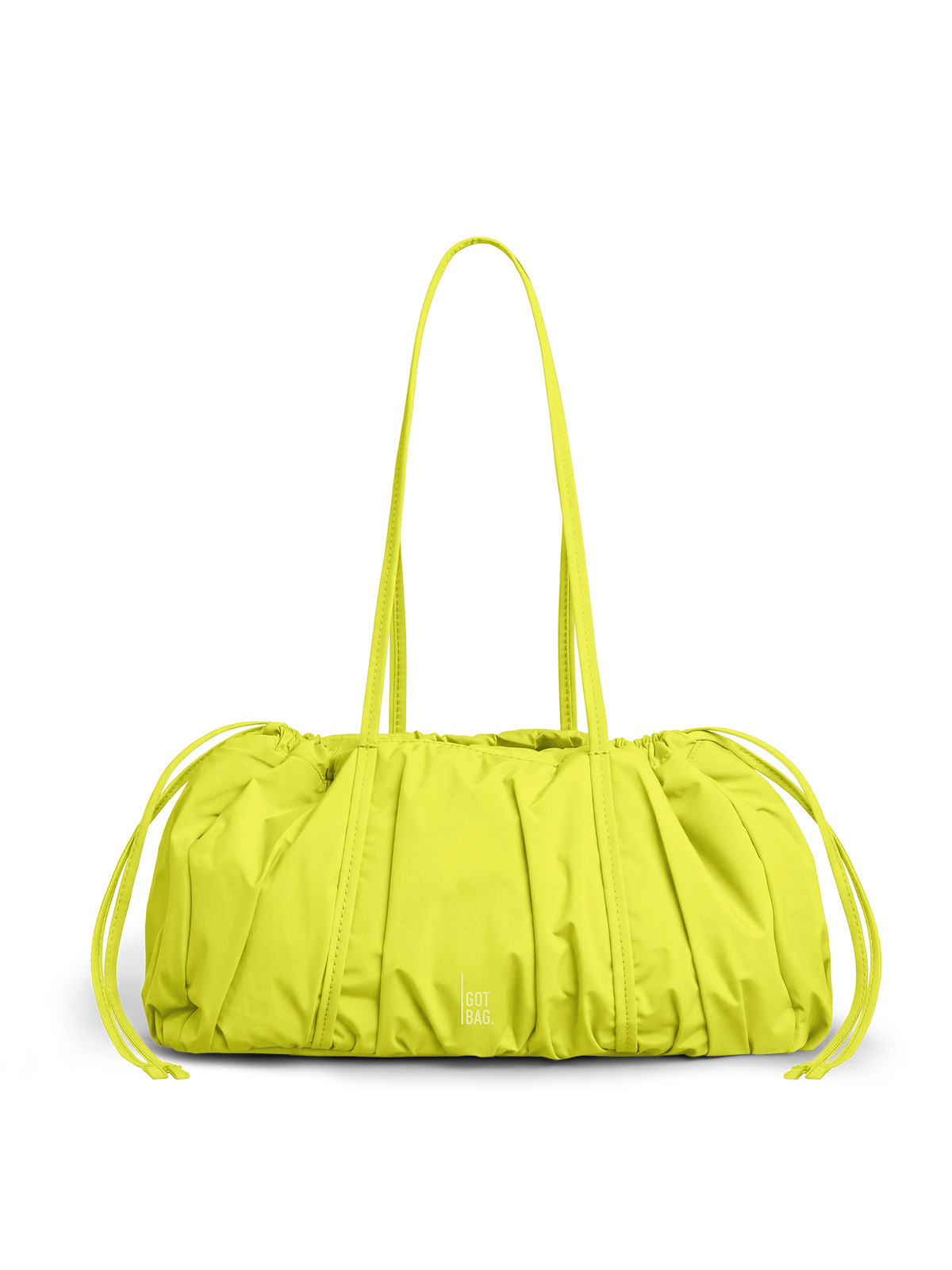 SHELLY SHOULDER BAG sac en seagrass (jaune-vert vif) en photo de studio, vue de face.
