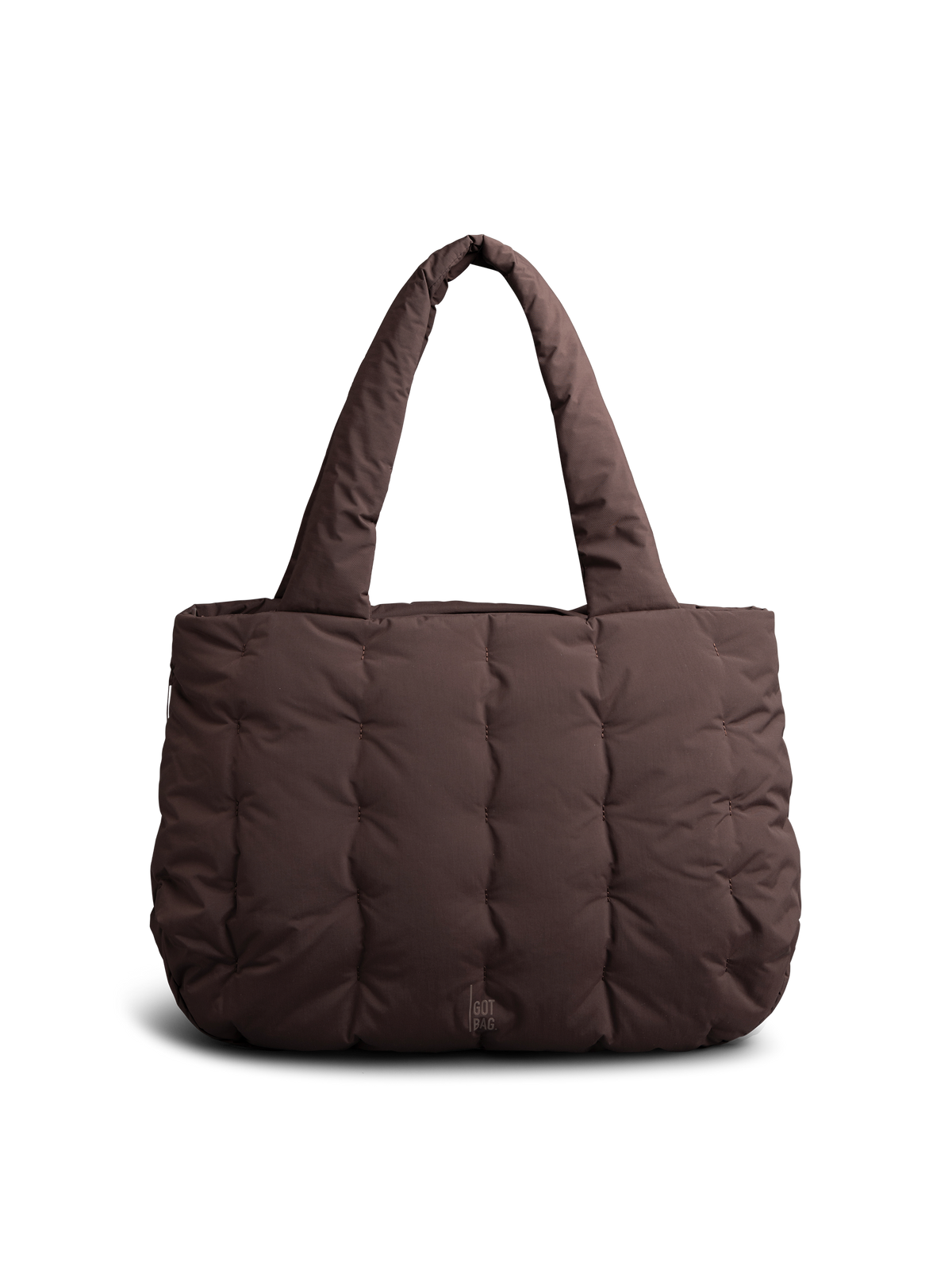 LOOMI HORIZON TOTE BAG bolso en sea lion (marrón chocolate oscuro) como toma de estudio en vista frontal.