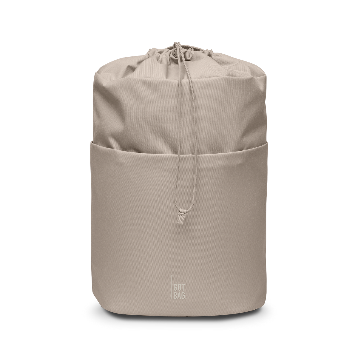 BARREL PACK Rucksack in scallop (helles Beige) in Frontansicht.