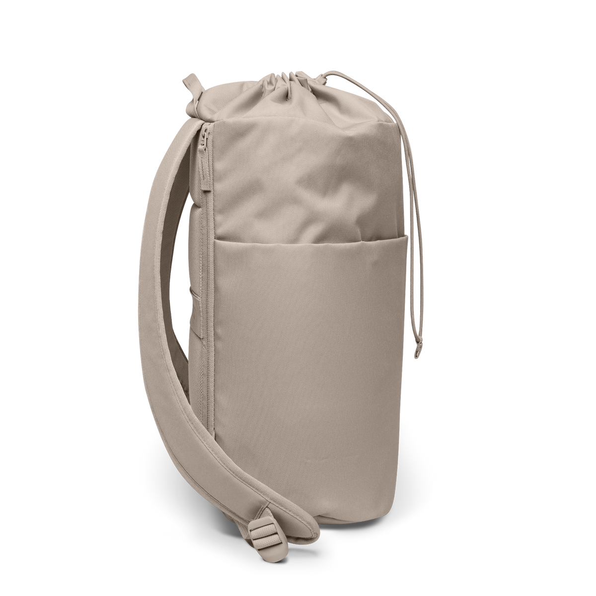 BARREL PACK Rucksack in scallop (helles Beige) als Seitenansicht.