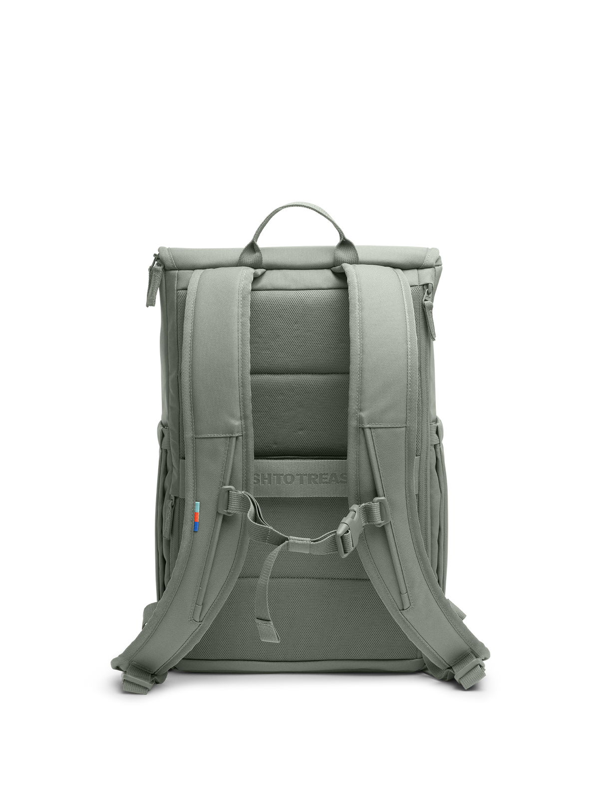 SERENE PACK Rucksack in bass (Salbeigrün) als Studioaufnahme in Rückenansicht.