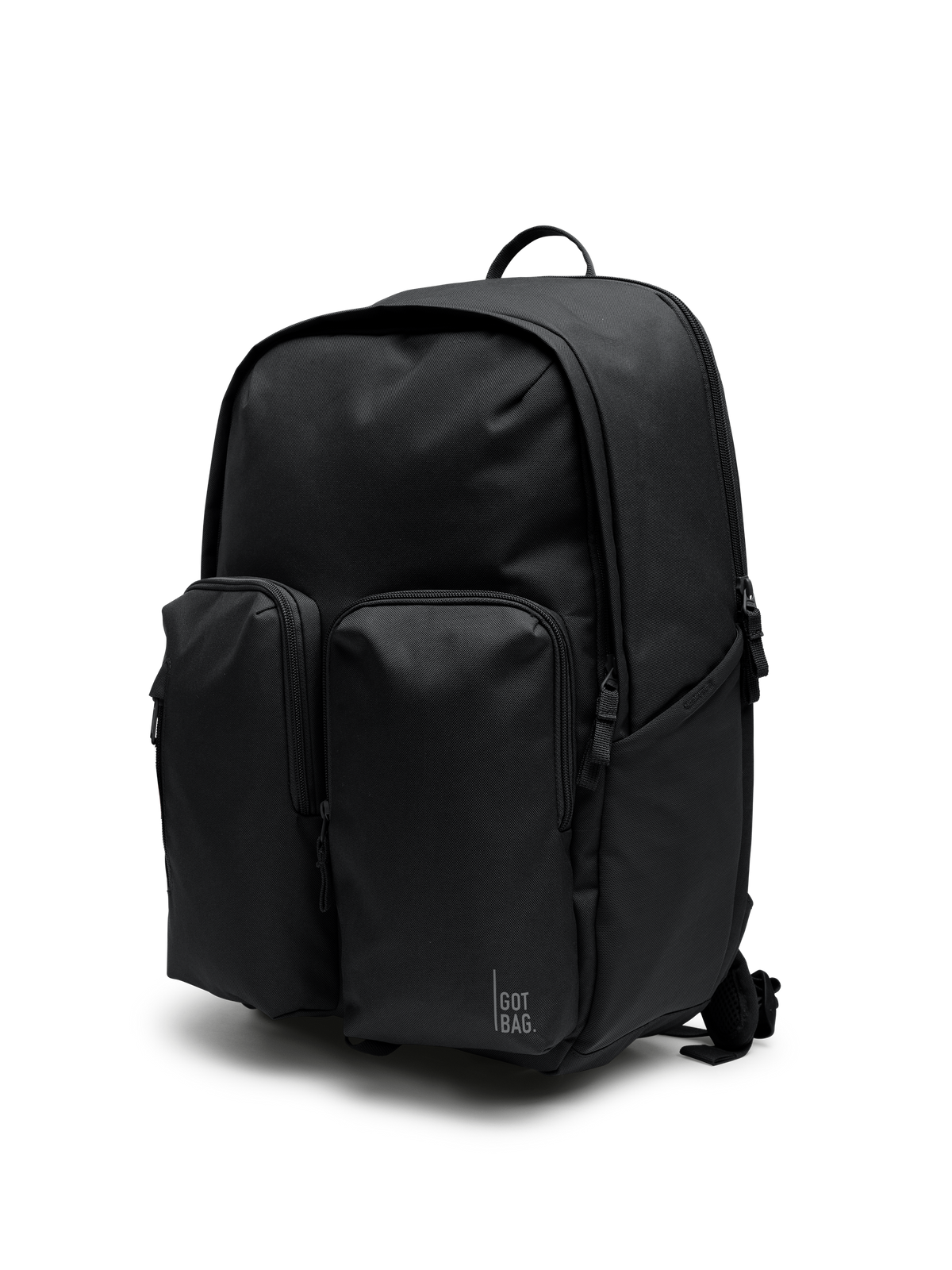 BASE PACK Rucksack in black (Schwarz) in diagonaler Ansicht.