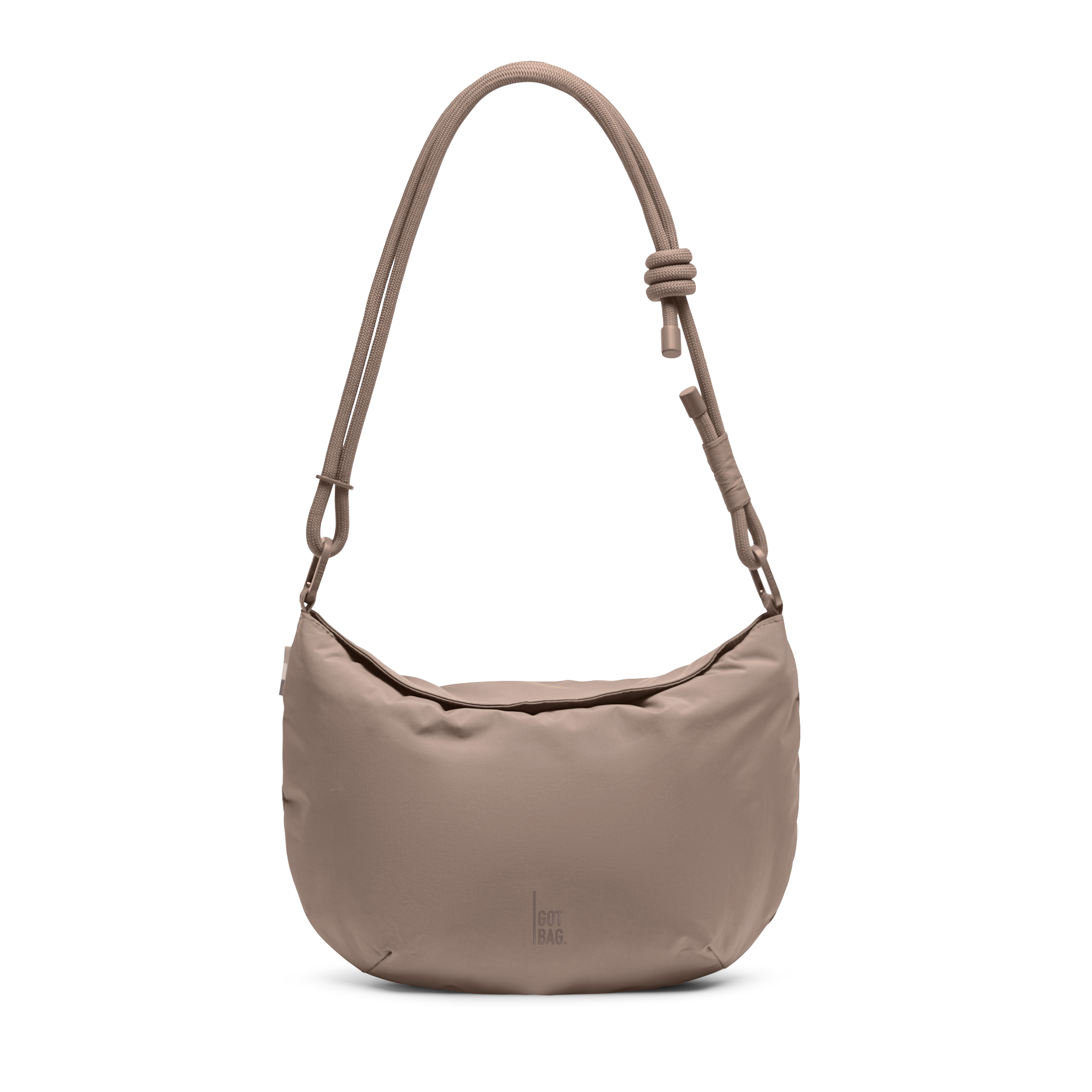 CLAM BAG bag in oyster (classic taupe-brown) as a front studio shot.