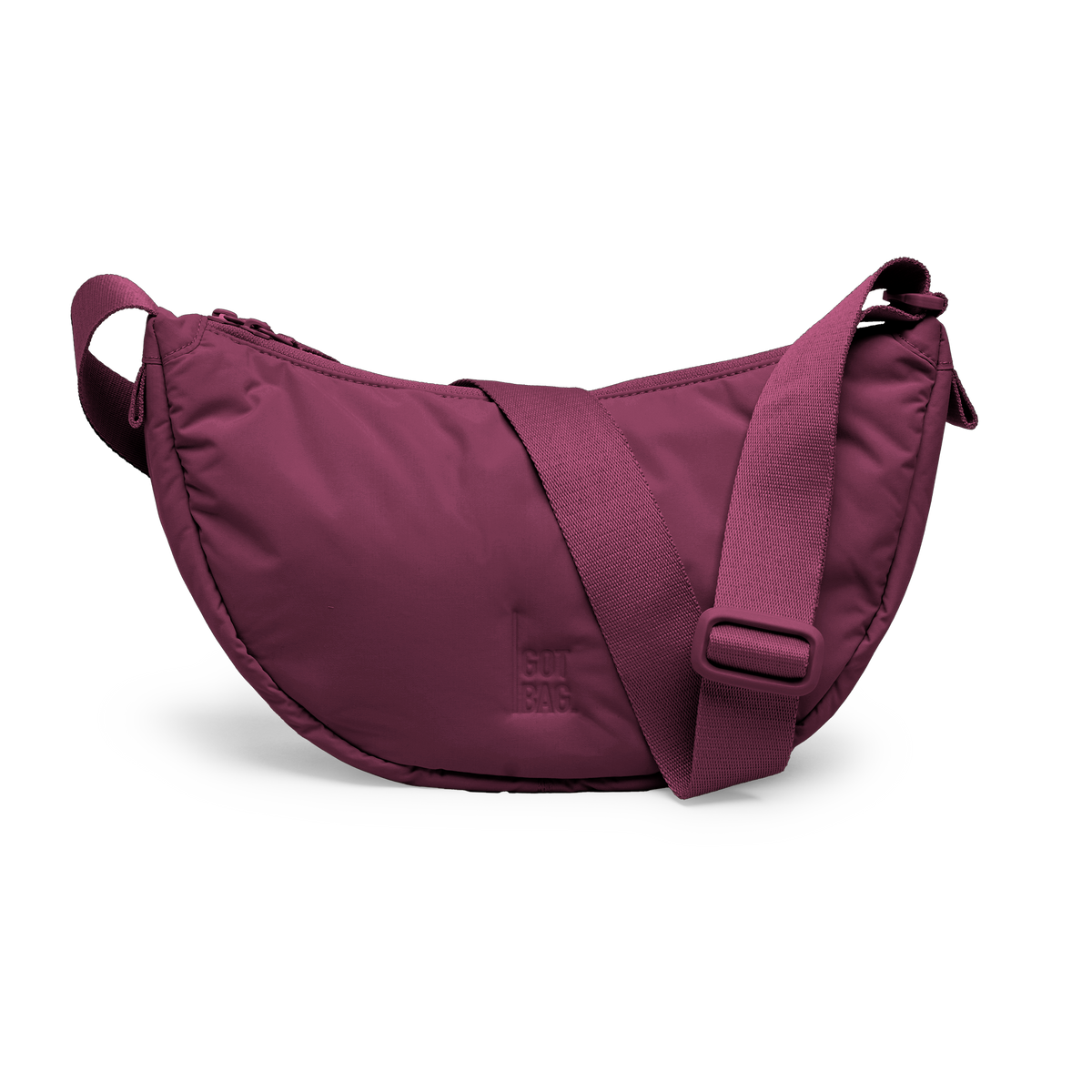 CLOUD MOON BAG SMALL Tasche in kraken (Weinrot) als Studioaufnahme in Frontansicht.