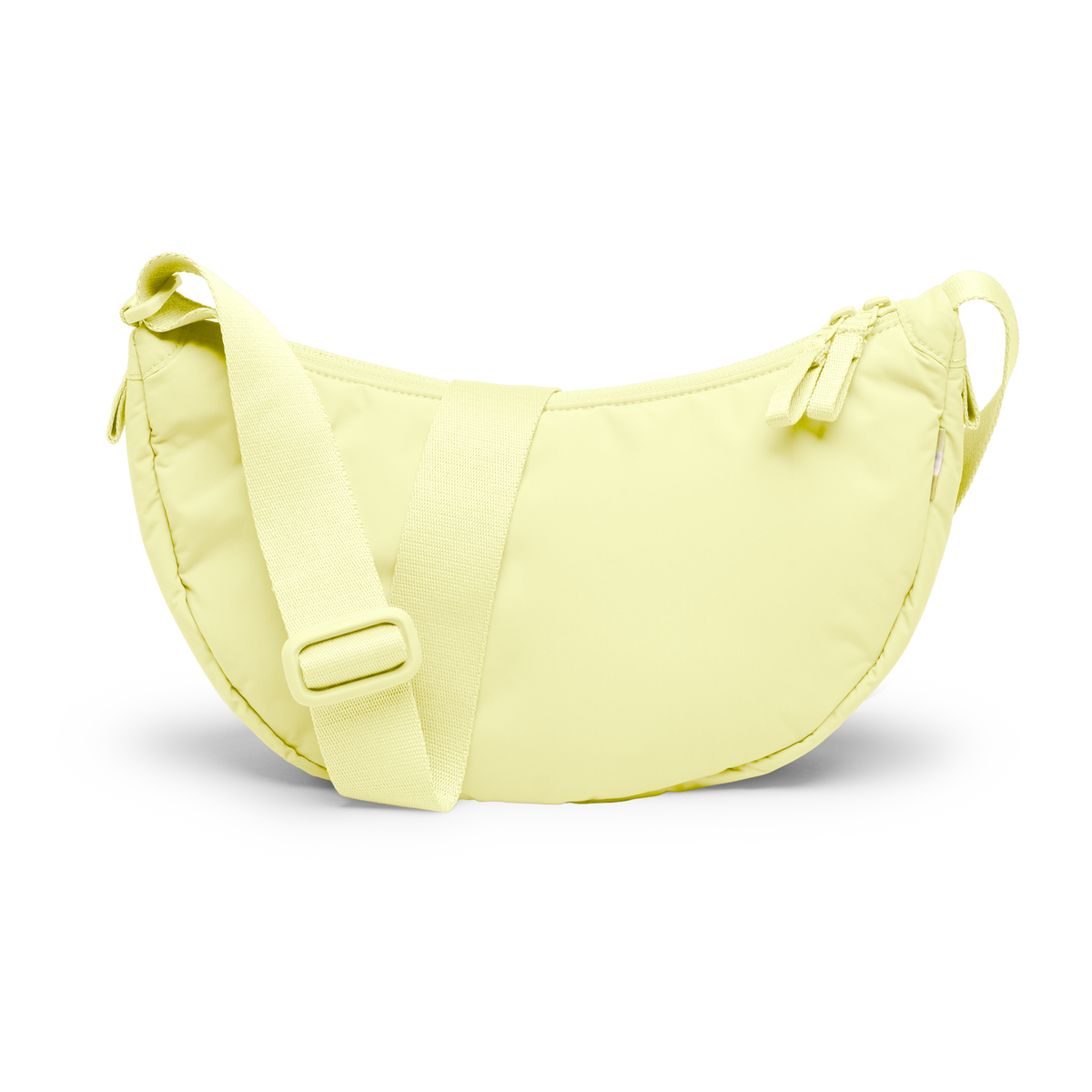 CLOUD MOON BAG SMALL Tasche in sea lemon (zartes Pastellgelb) als Studioaufnahme in Rückansicht.