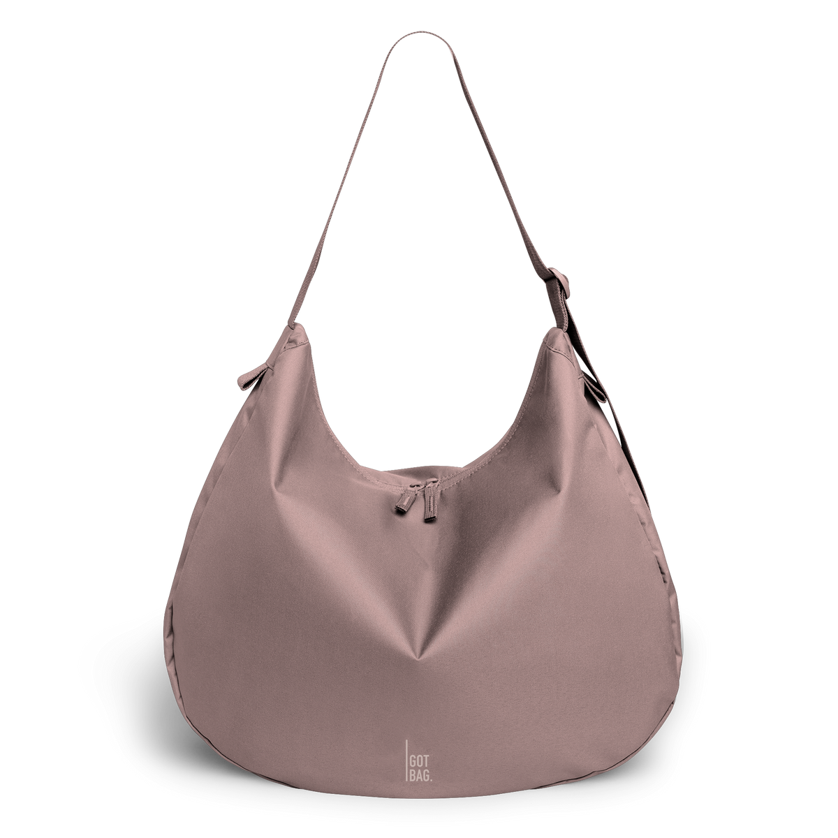 CURVED BAG tas in blobfish (Donker oudroze) als studiofoto in vooraanzicht.