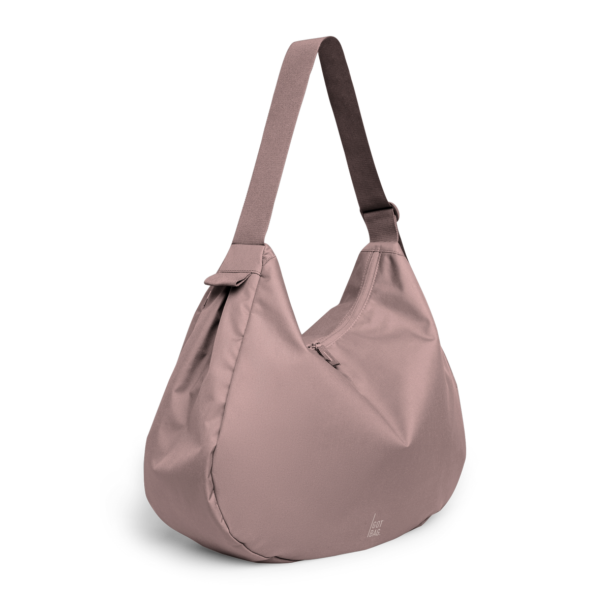 CURVED BAG Monochrome Edition Tasche in blobfish (dunkles Altrosa) als Schrägansicht.