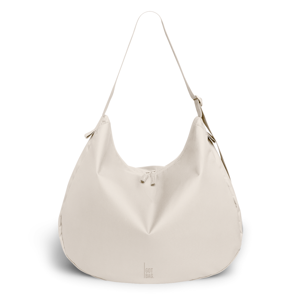 CURVED BAG tas in soft shell (Warm crèmewit) als studio-opname in vooraanzicht.