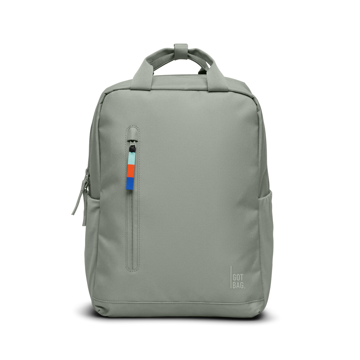 DAYPACK backpack in bass (sage green) as a studio shot in front view.
