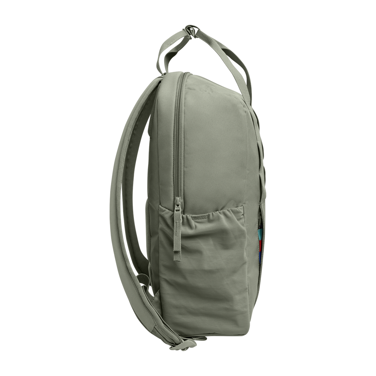 DAYPACK LOOP Rucksack in bass (Salbeigrün) als Seitenansicht.