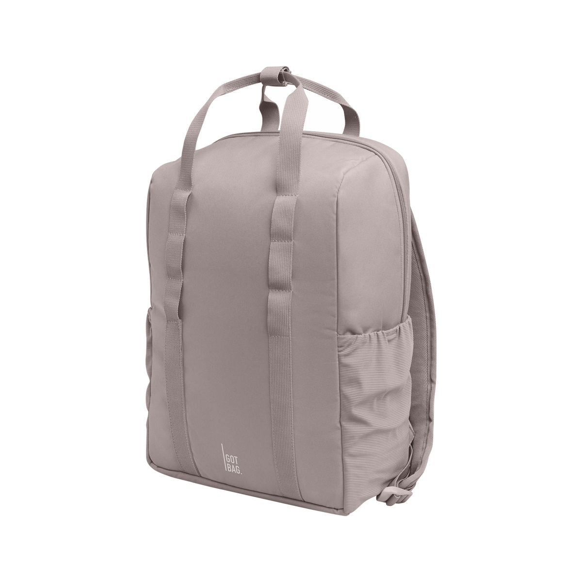 DAYPACK LOOP Rucksack in seahorse (graues Pastellrosa) in diagonaler Ansicht.
