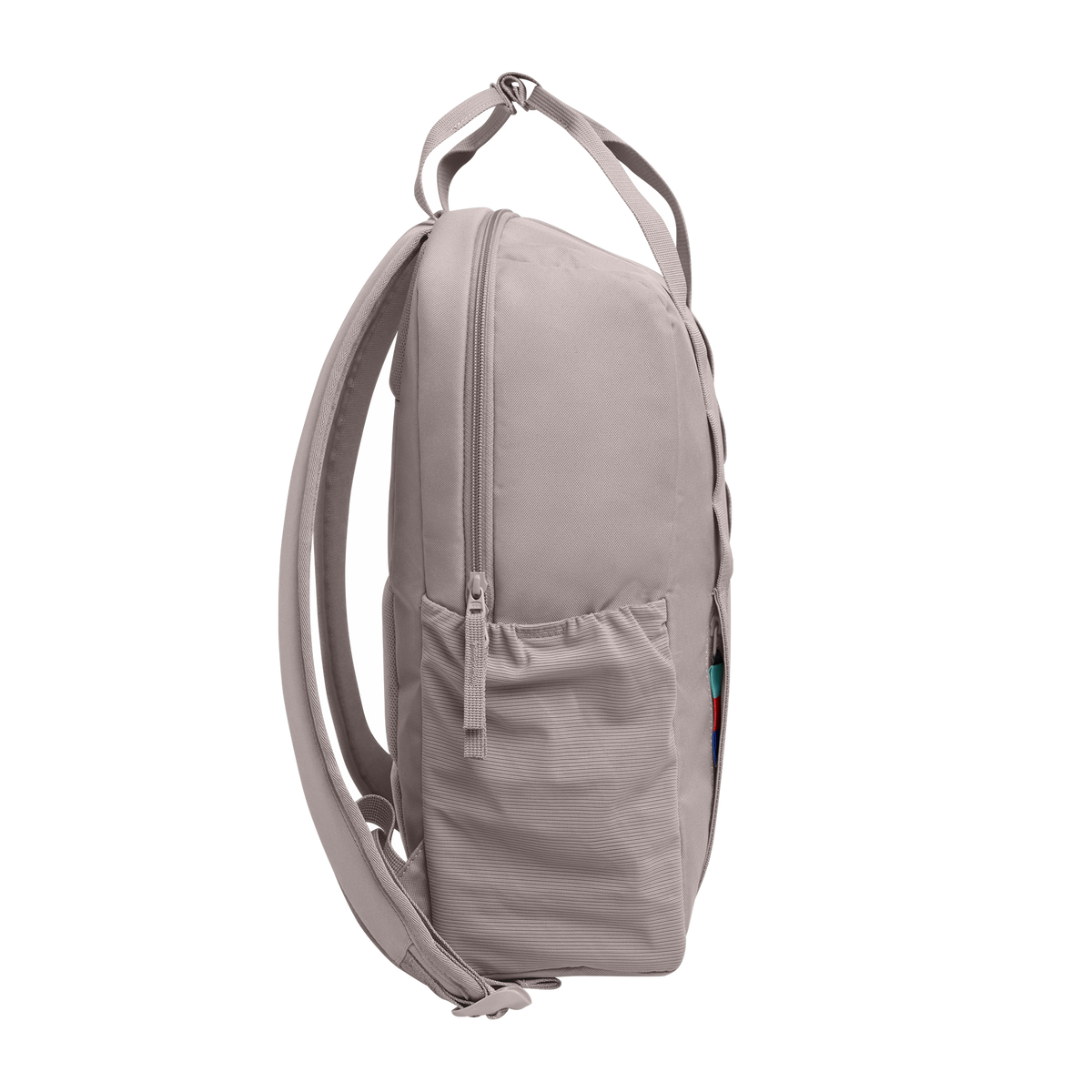 DAYPACK LOOP Rucksack in seahorse (graues Pastellrosa) als Studioaufnahme in Seitenansicht.