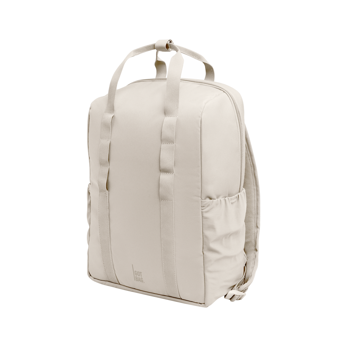 DAYPACK LOOP Rucksack in soft shell (warmes Cremeweiß) in diagonaler Ansicht.