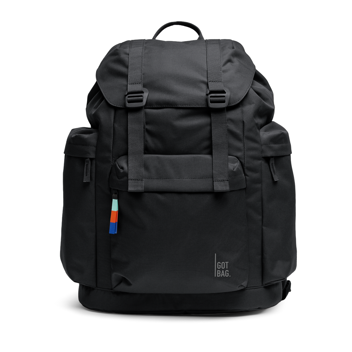 FLAP PACK LARGE plecak w black (Czarny) jako zdjęcie studyjne od przodu.