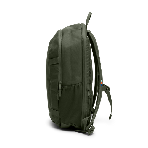 HYBRID PACK Rucksack in algae (Dunkelgrün mit Graustich) in Seitenansicht.