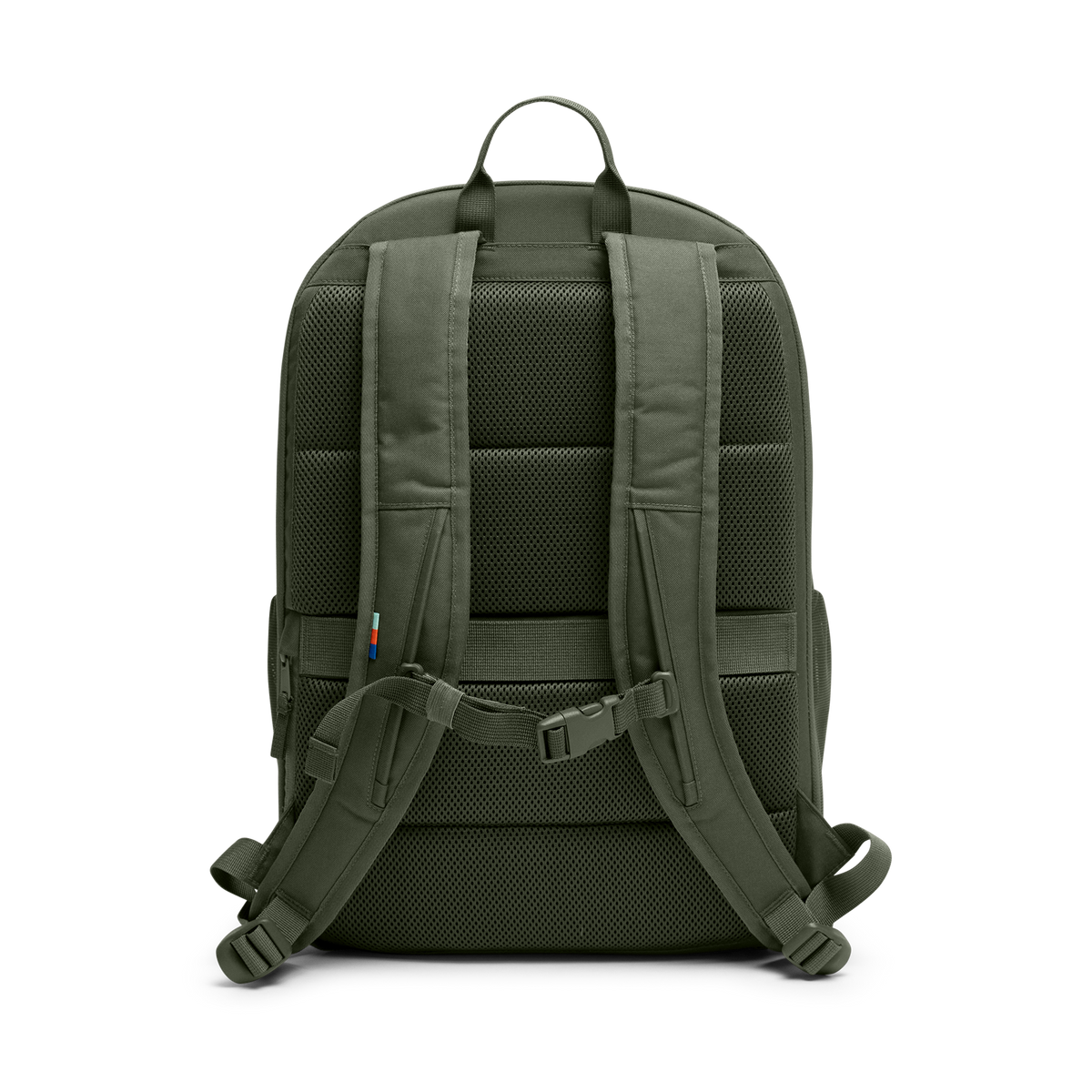 HYBRID PACK Rucksack in algae (Dunkelgrün mit Graustich) als Studioaufnahme in Rückansicht.