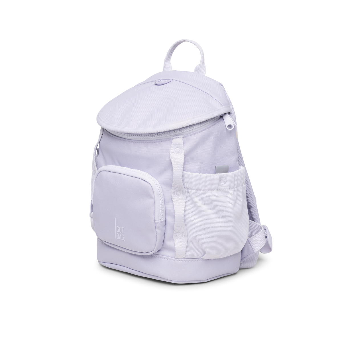 KIDS ADVENTURE DAYPACK Rucksack in purple coral (pastellfarbenes helles Flieder) in diagonaler Ansicht.