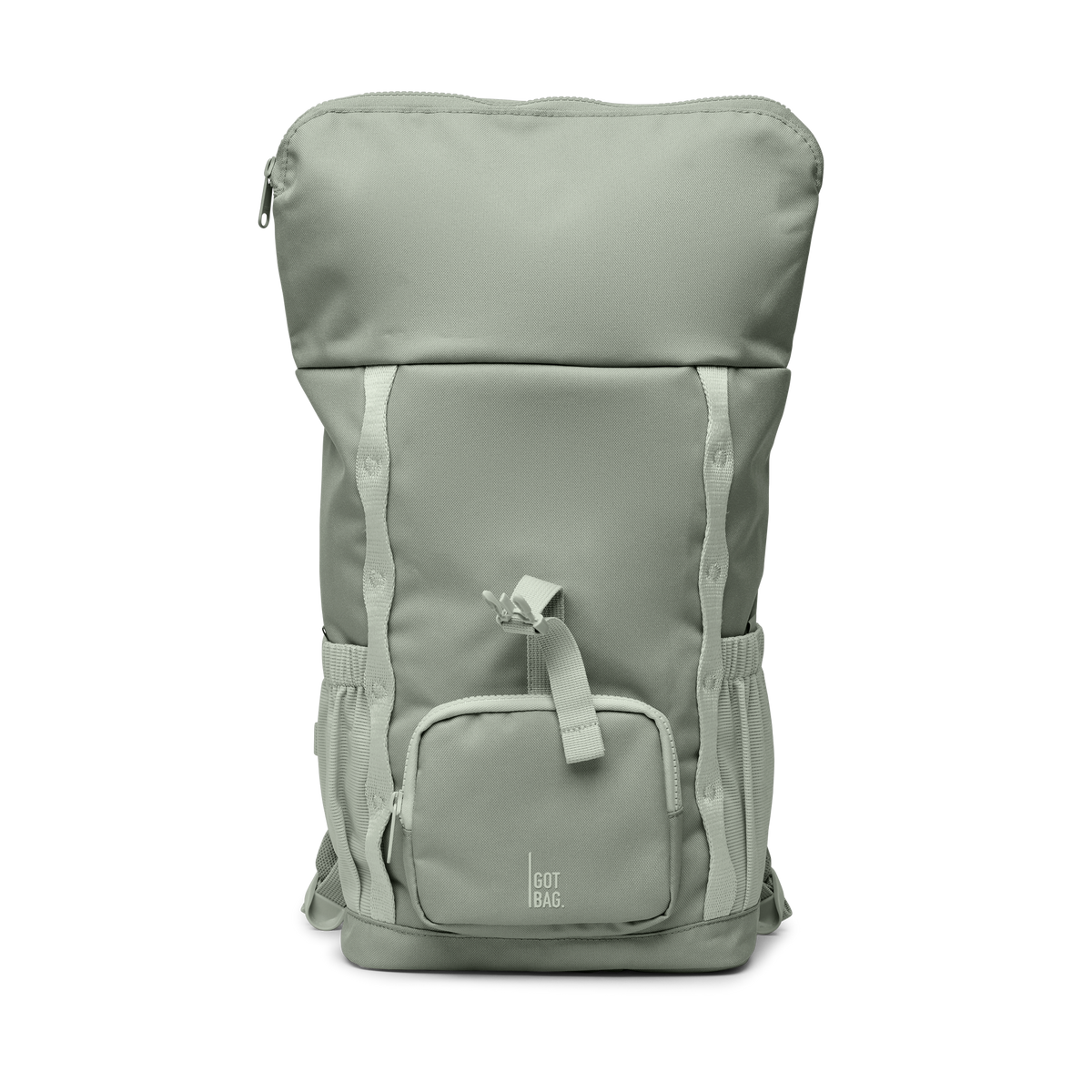 KIDS ADVENTURE ROLLTOP Rucksack in bass (Salbeigrün) in Frontansicht.