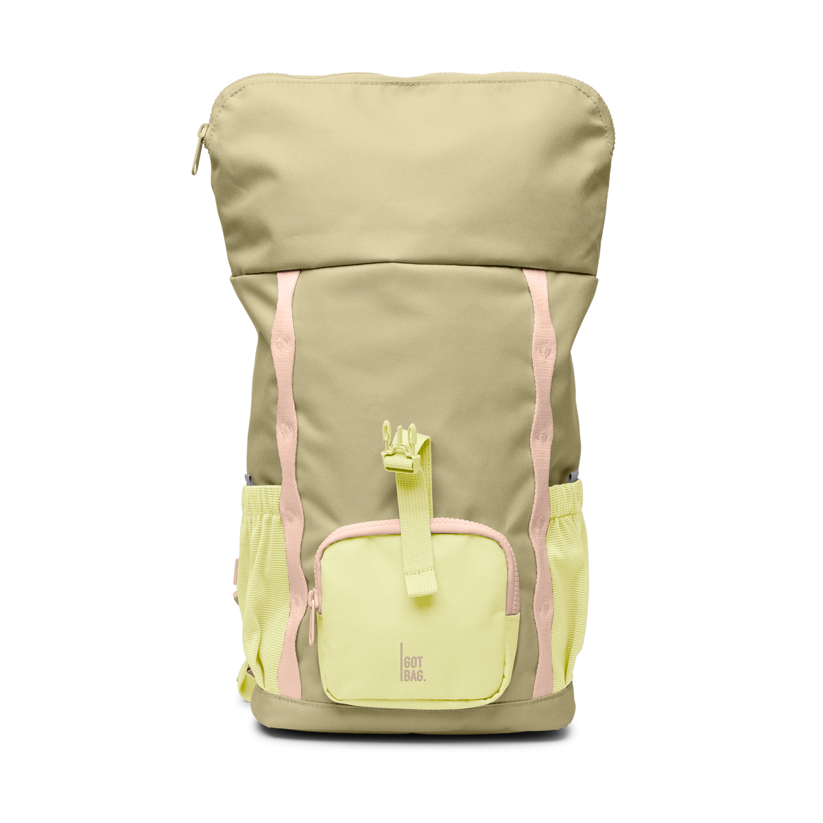KIDS ADVENTURE ROLLTOP Rucksack in nori (pastellfarbenes Pistaziengrün) als Studioaufnahme in Frontansicht.