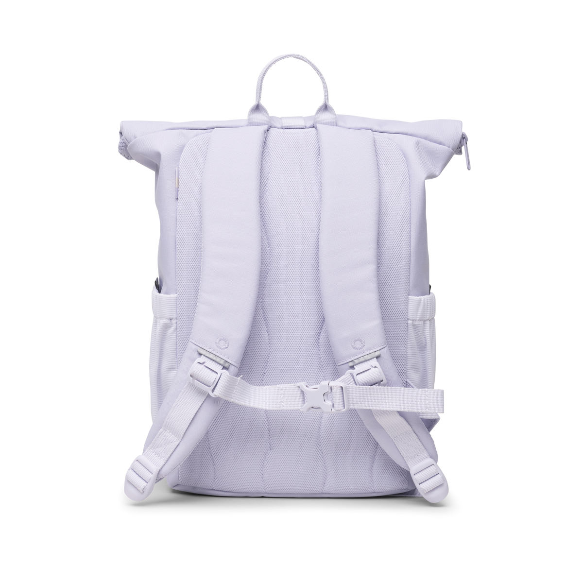 KIDS ADVENTURE ROLLTOP Rucksack in purple coral (pastellfarbenes helles Flieder) in Rückenansicht.