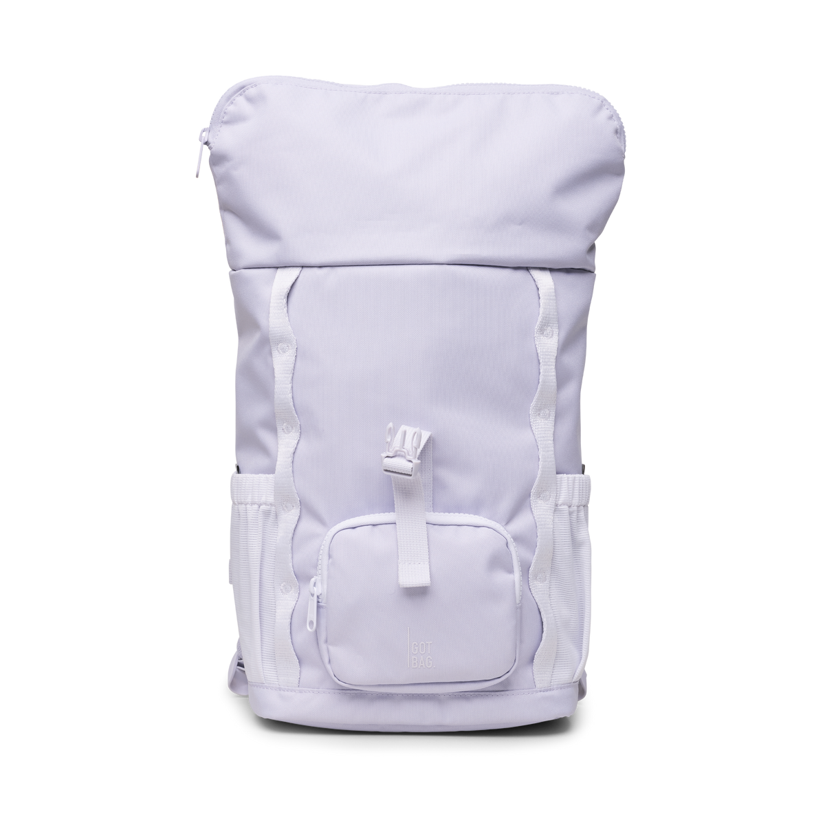 KIDS ADVENTURE ROLLTOP Rucksack in purple coral (pastellfarbenes helles Flieder) als Studioaufnahme in Frontansicht.