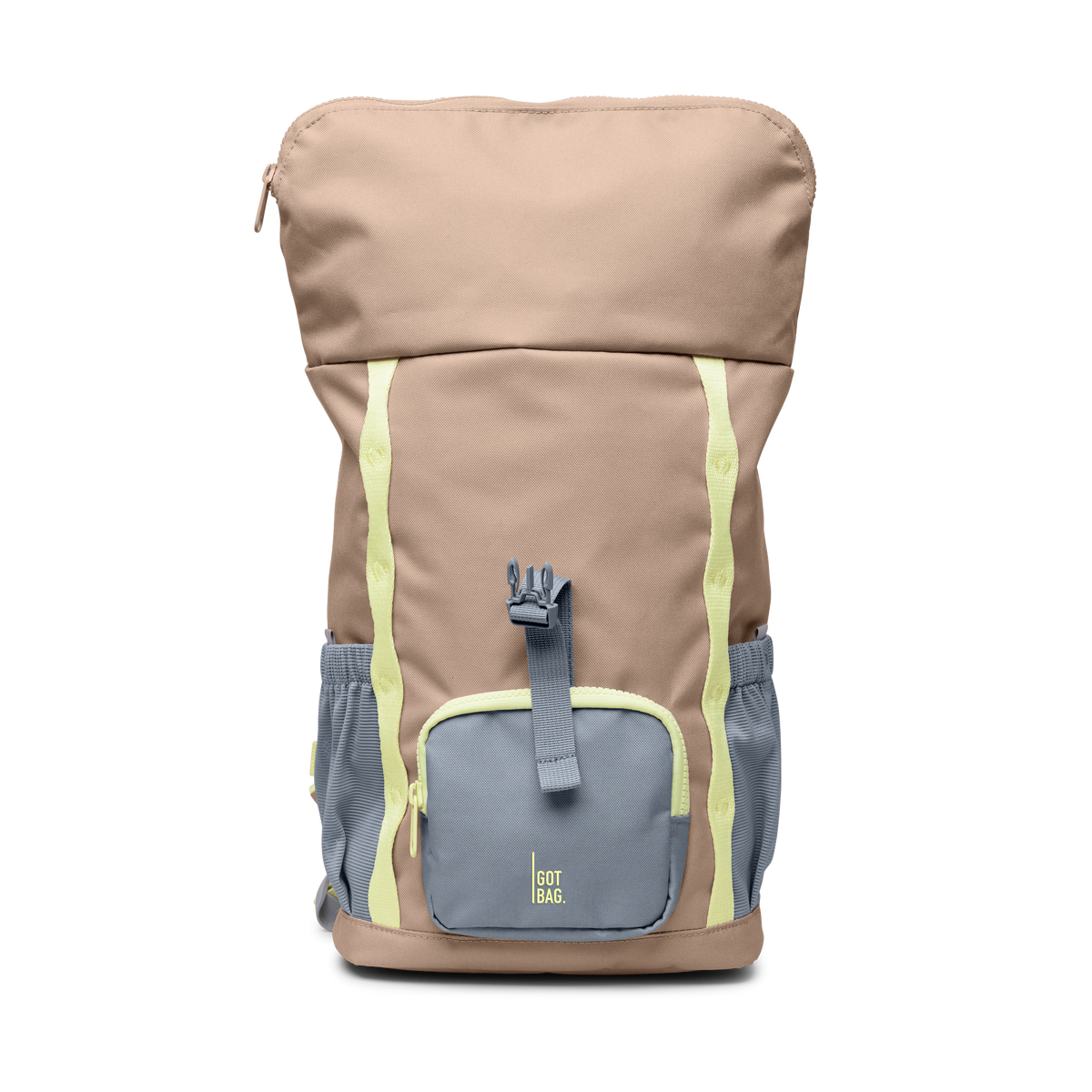 KIDS ADVENTURE ROLLTOP Rucksack in sandbar (warmes Beige mit rötlichem Unterton) als Studioaufnahme in Frontansicht.