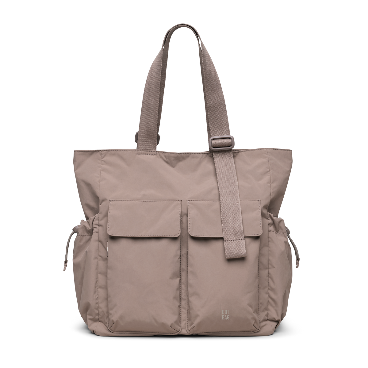 MELLOW TOTE BAG bag in oyster (classic taupe-brown) as studio shot in front view.