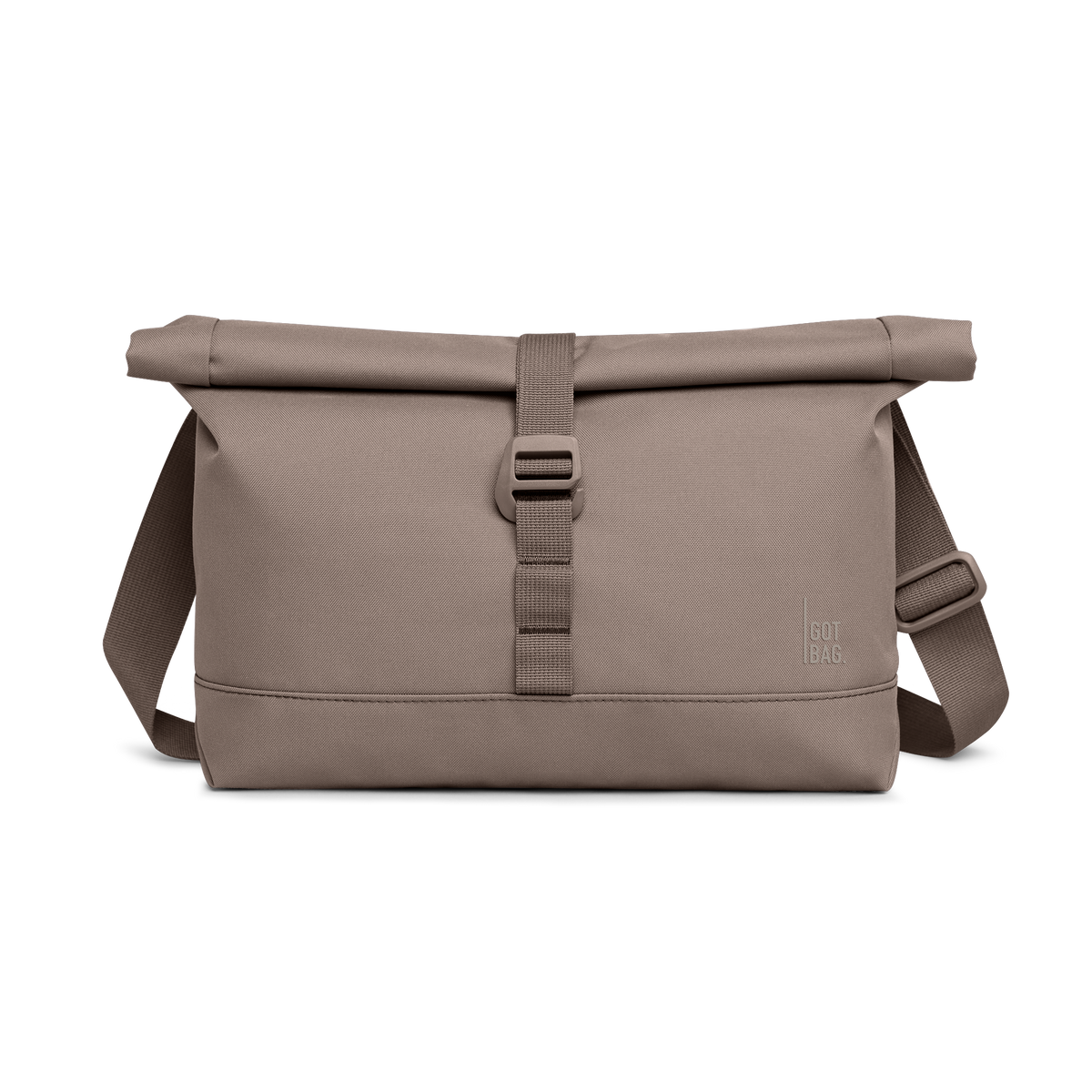 MESSENGER BAG torba w kolorze oyster (klasyczny brązowo-szary) jako zdjęcie studyjne z przodu.